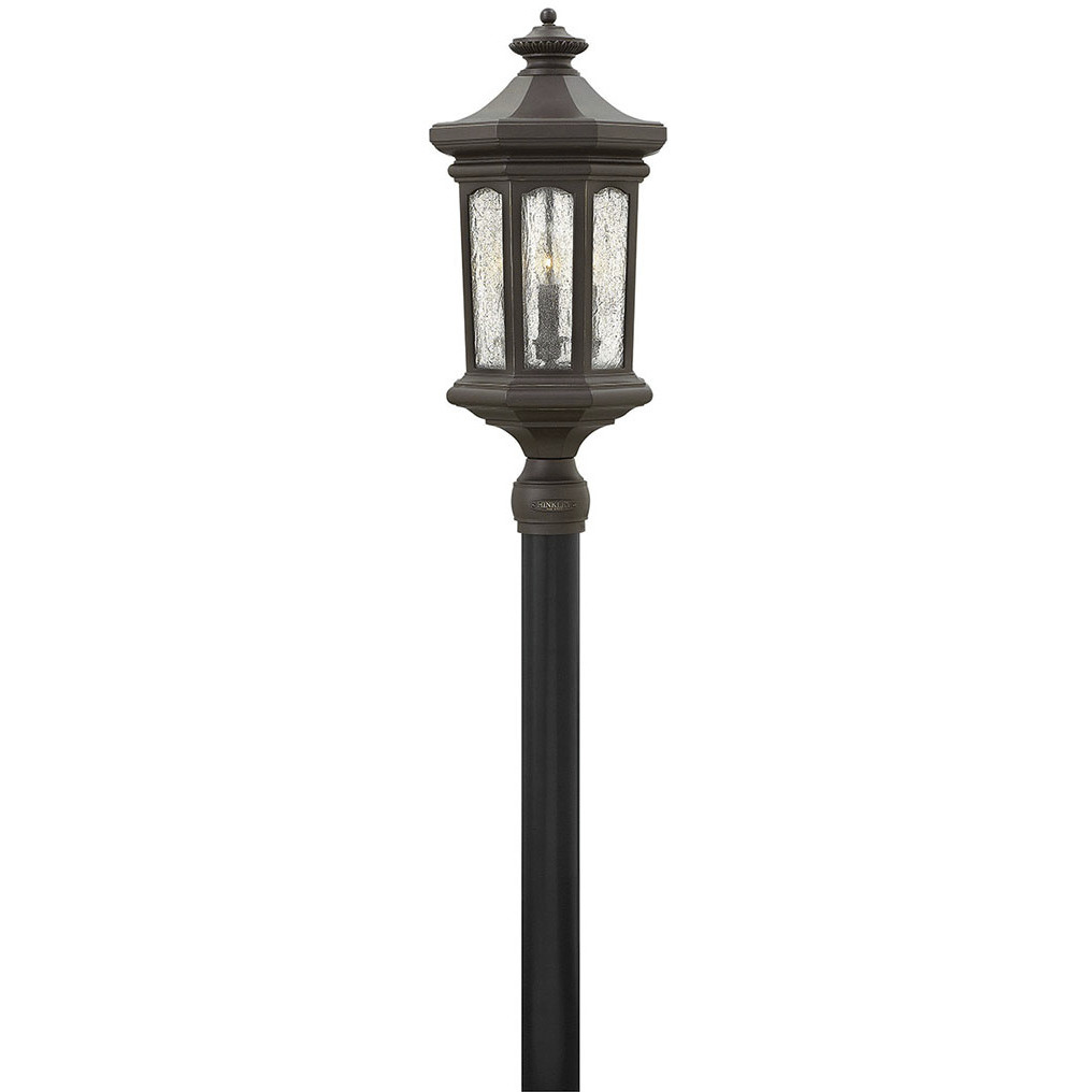 Estate Series Raley 4 Light 26.25 inch Oil Rubbed Bronze Outdoor Post Mount Lantern in Clear Seedy, Non-LED