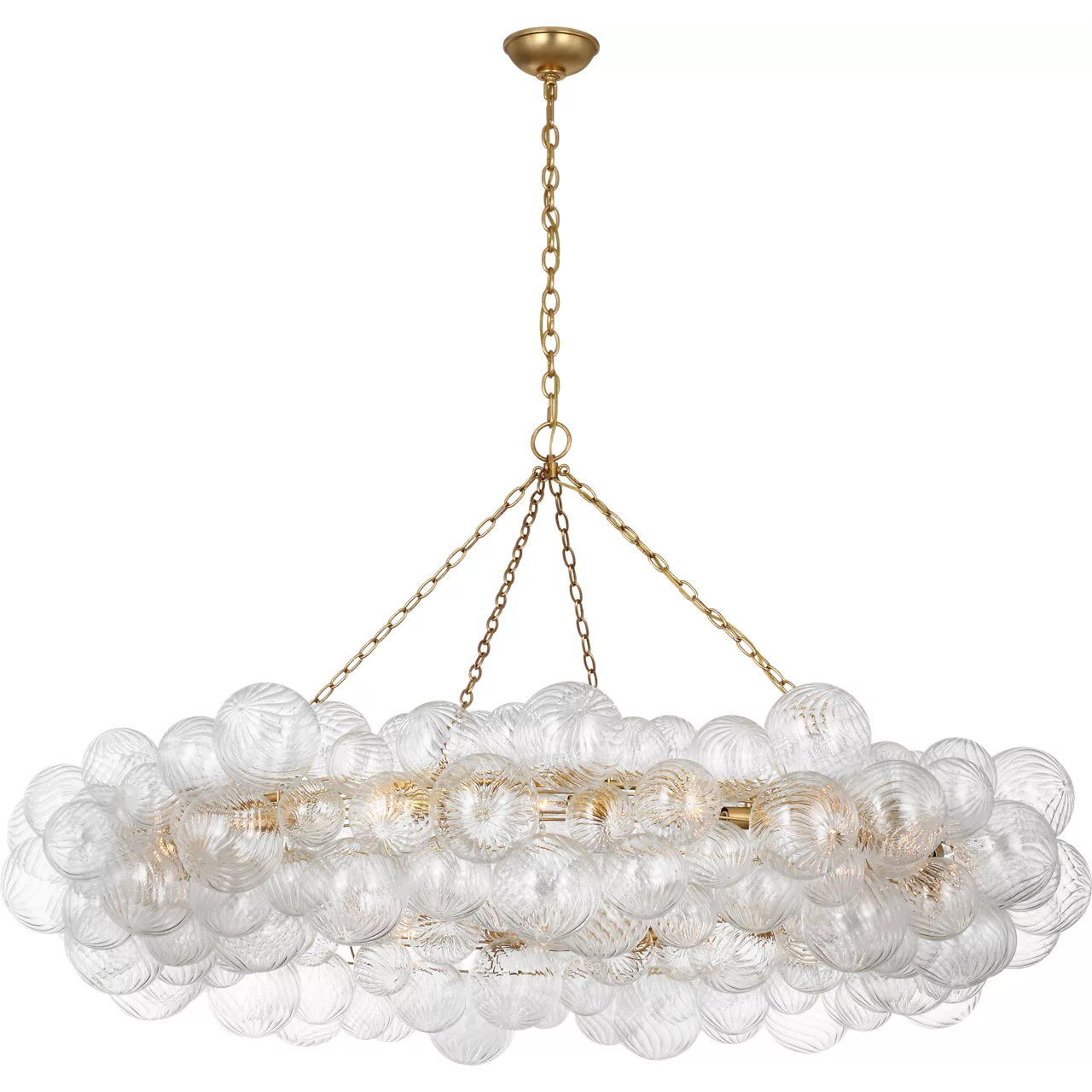 Julie Neill Talia LED 63 inch Gild and Clear Swirled Glass Ring Chandelier Ceiling Light