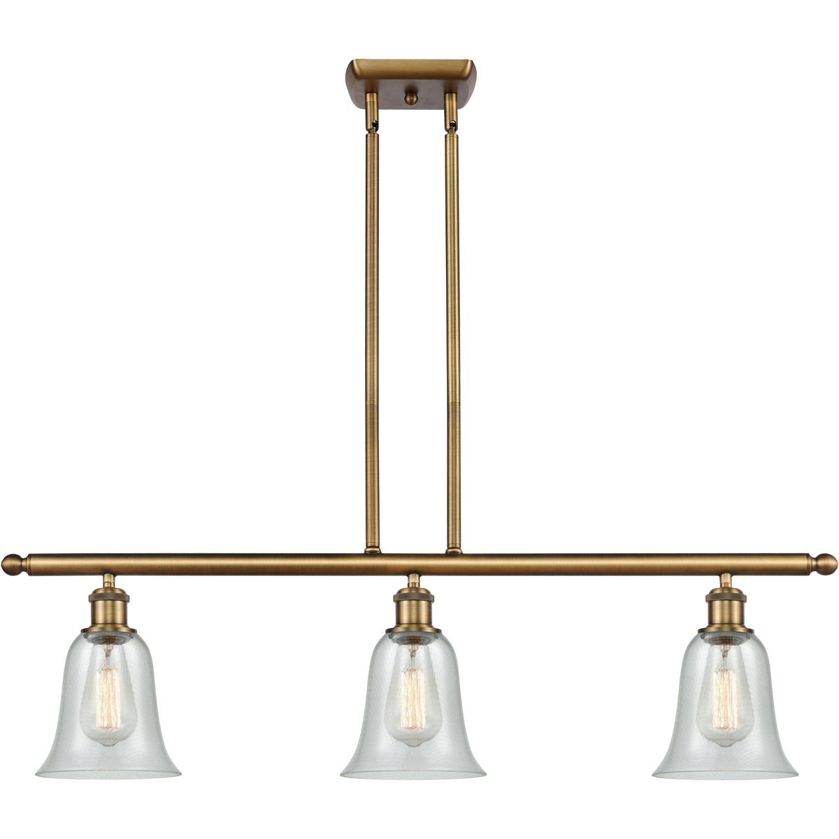 Ballston Hanover 3 Light 36 inch Brushed Brass Island Light Ceiling Light in Fishnet Glass, Ballston