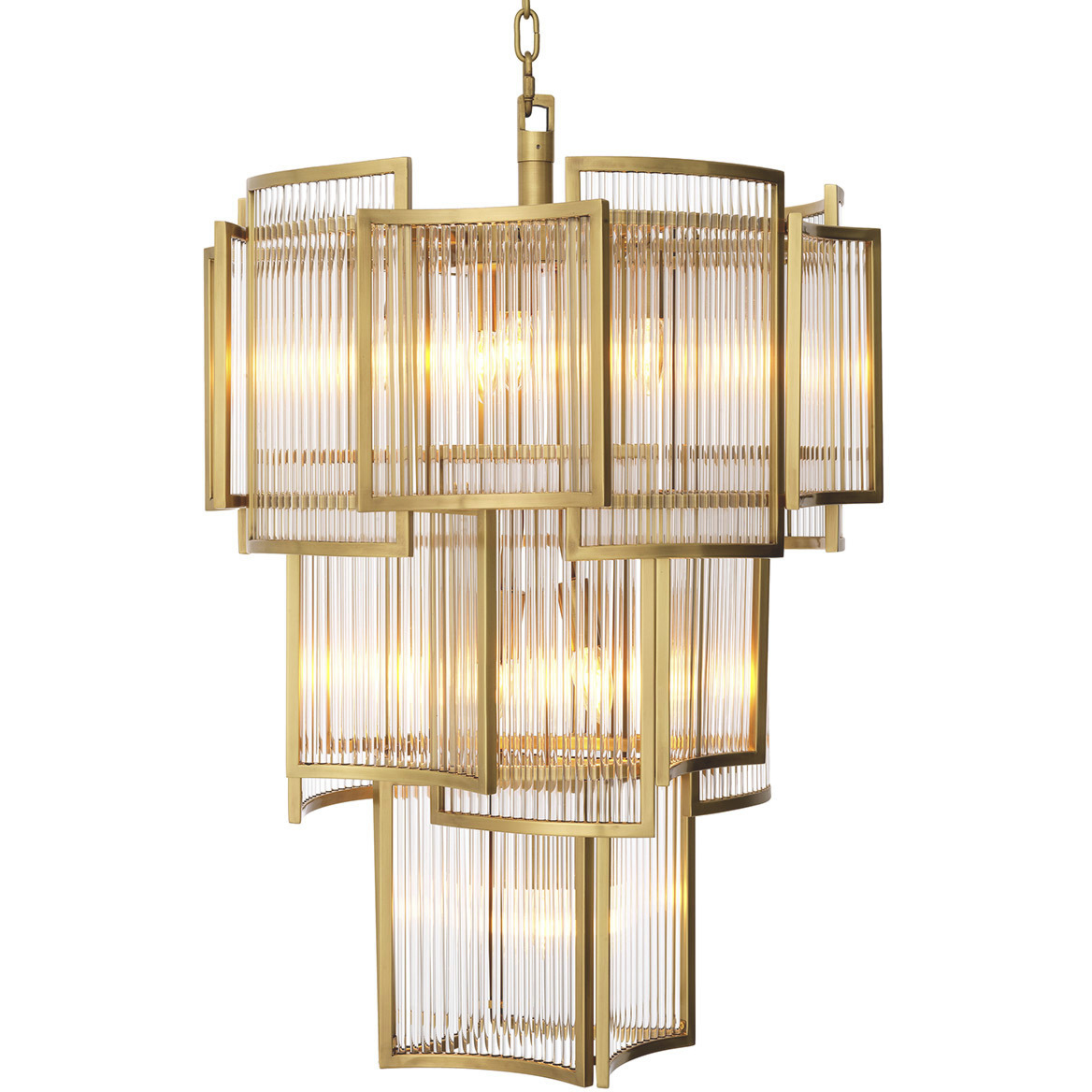 Jet Set 10 Light 22.83 inch Antique Brass and Clear Glass Chandelier Ceiling Light