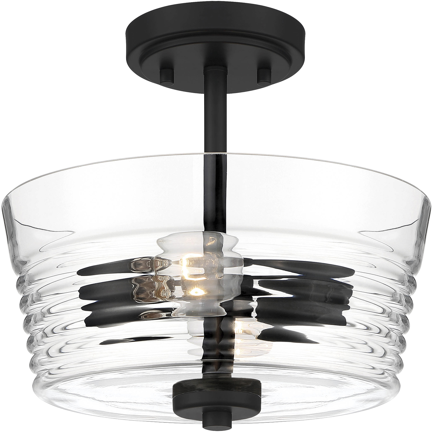 Ingo 2 Light 12 inch Matte Black Semi-Flush Ceiling Light