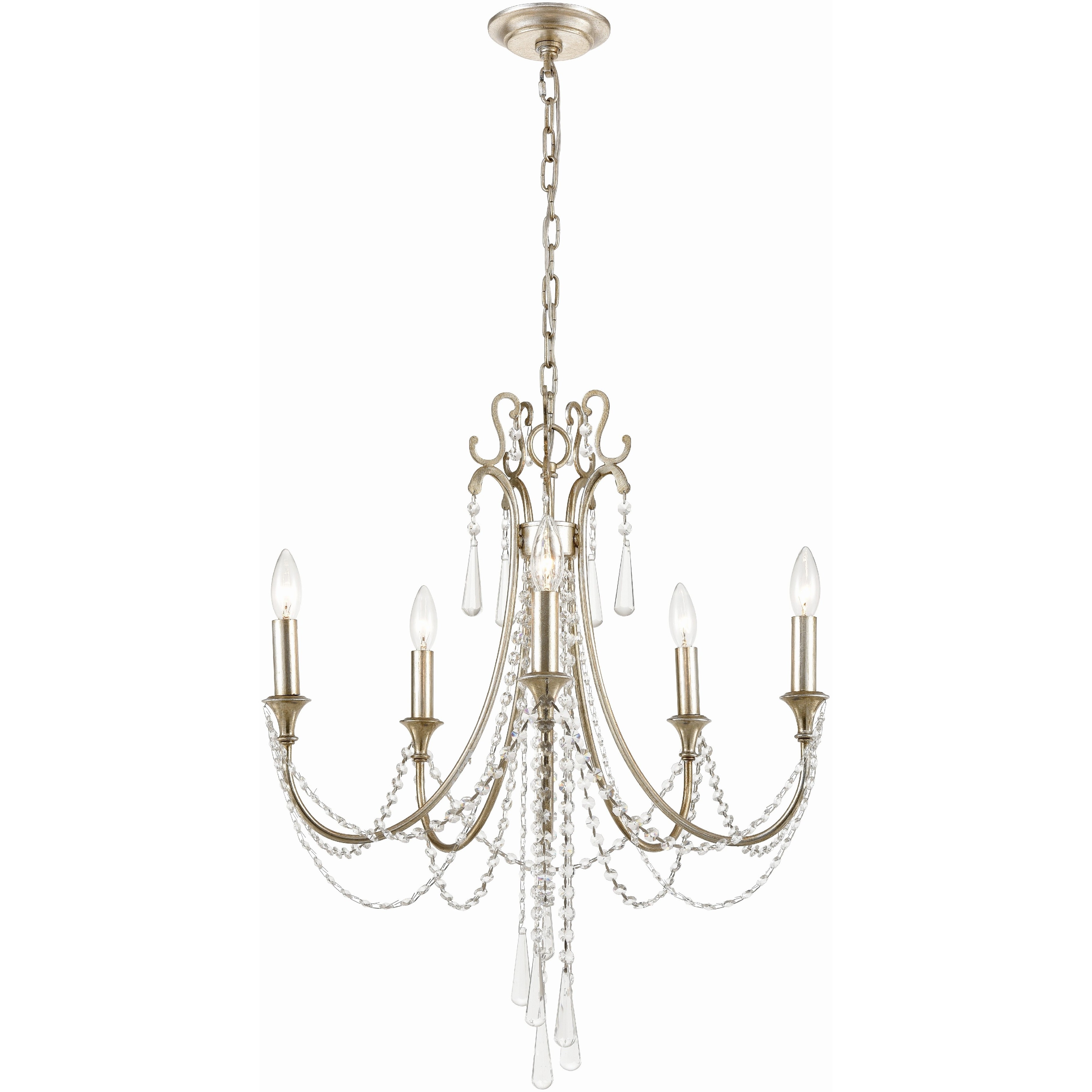 Emilea 5 Light 120V Chandelier in Antique Silver with Clear Optic Crystal main image 0