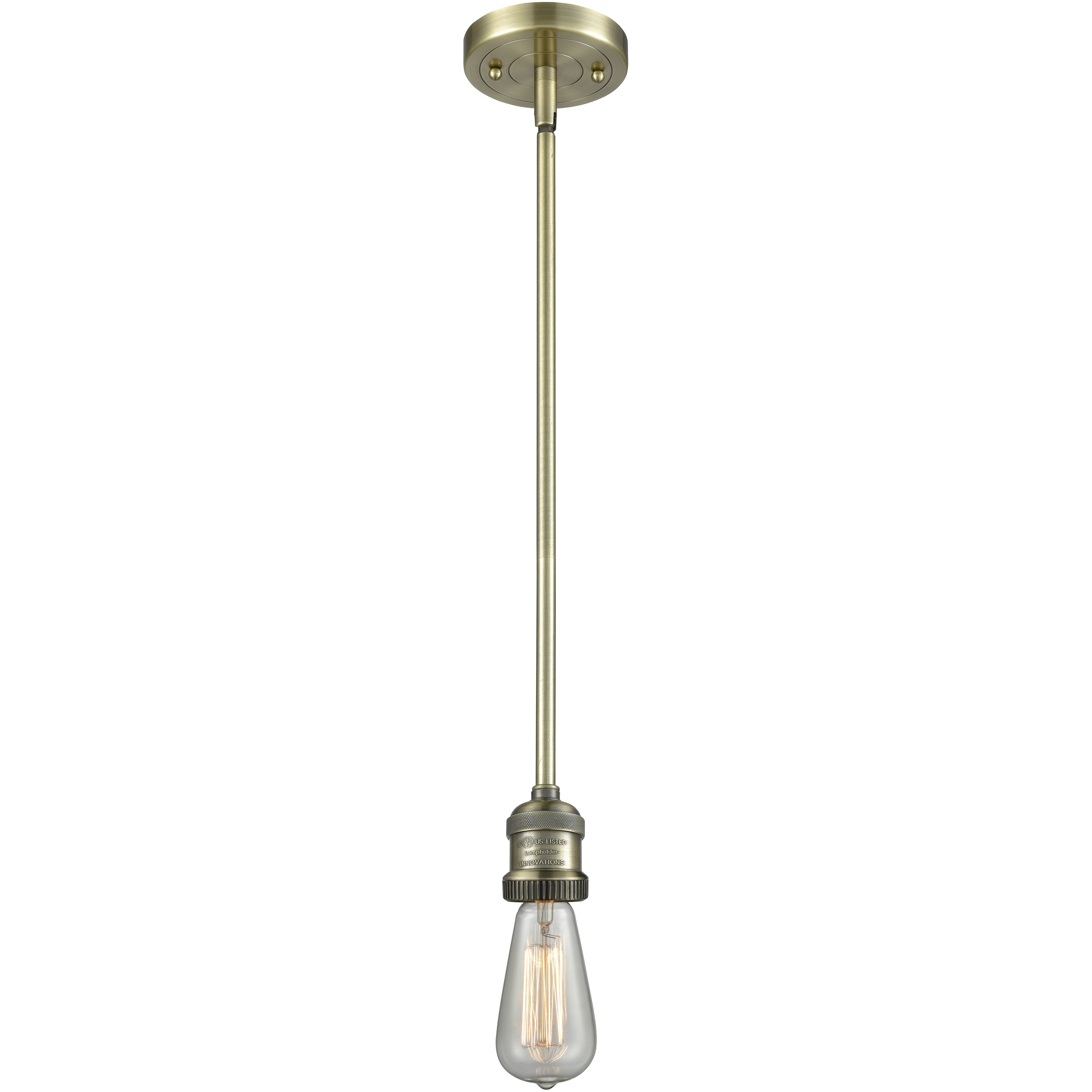 Franklin Restoration Bare Bulb 1 Light 2 inch Antique Brass Mini Pendant Ceiling Light in Incandescent