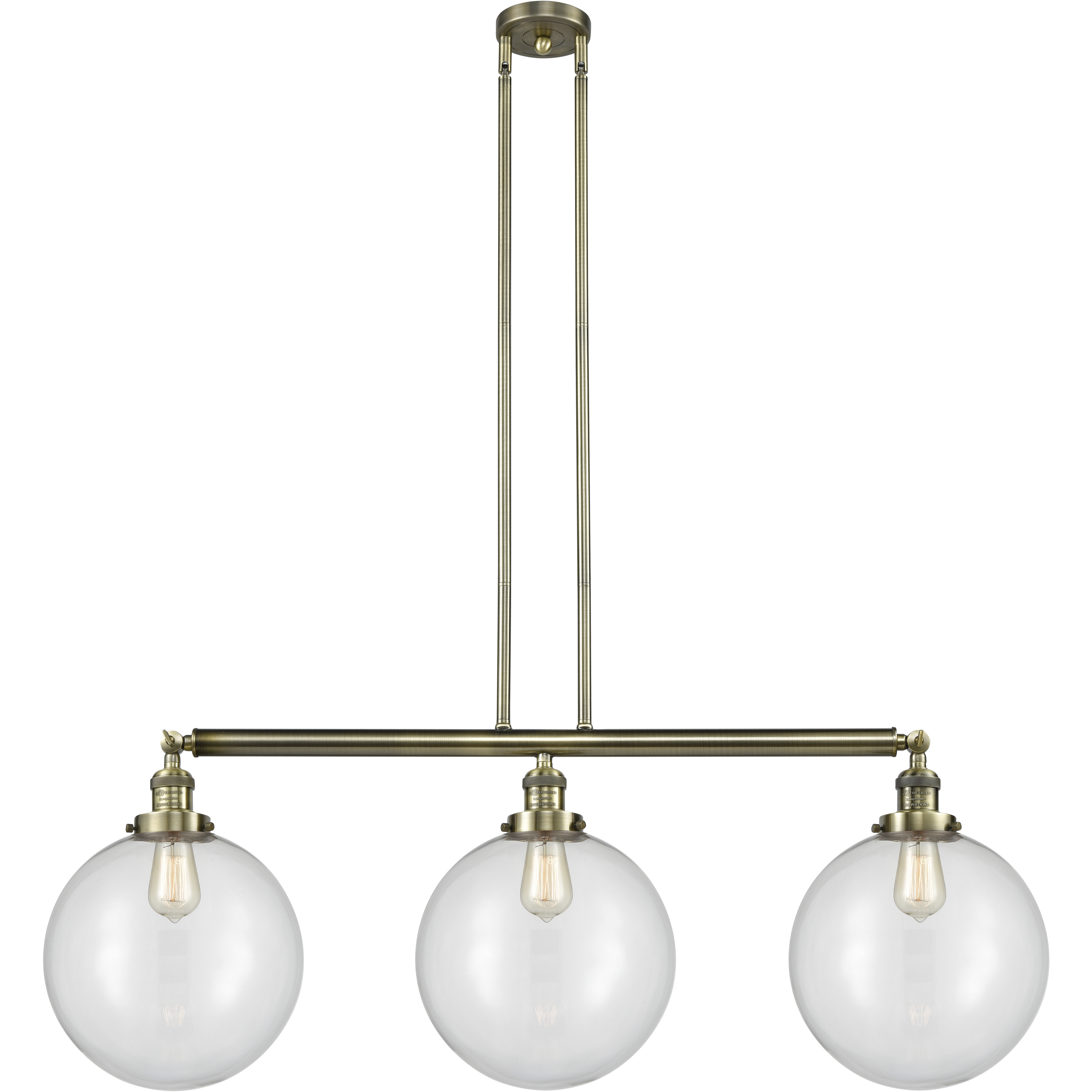 Franklin Restoration XX-Large Beacon LED 44 inch Antique Brass Island Light Ceiling Light in Clear Glass, Franklin Restoration