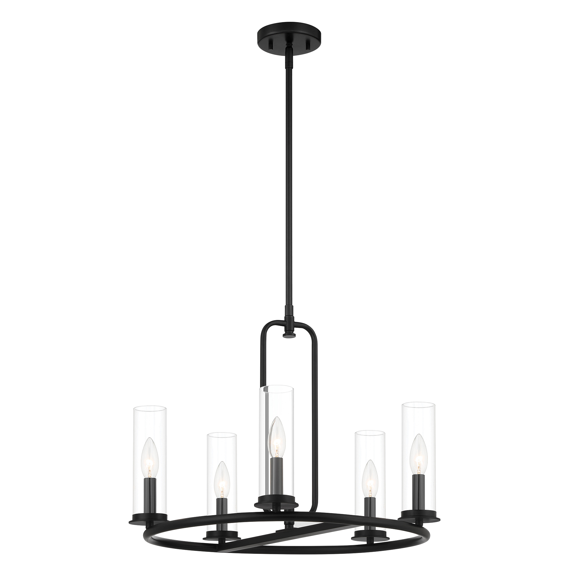 Hudson Heights 5 Light 22.75 inch Matte Black Chandelier Ceiling Light