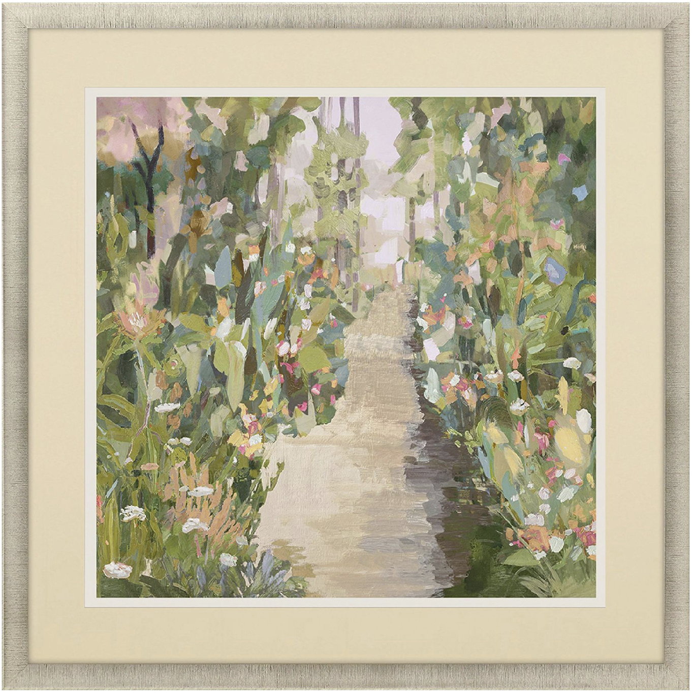 Garden Delight Pink and Multi and Beige and Blue Framed Art