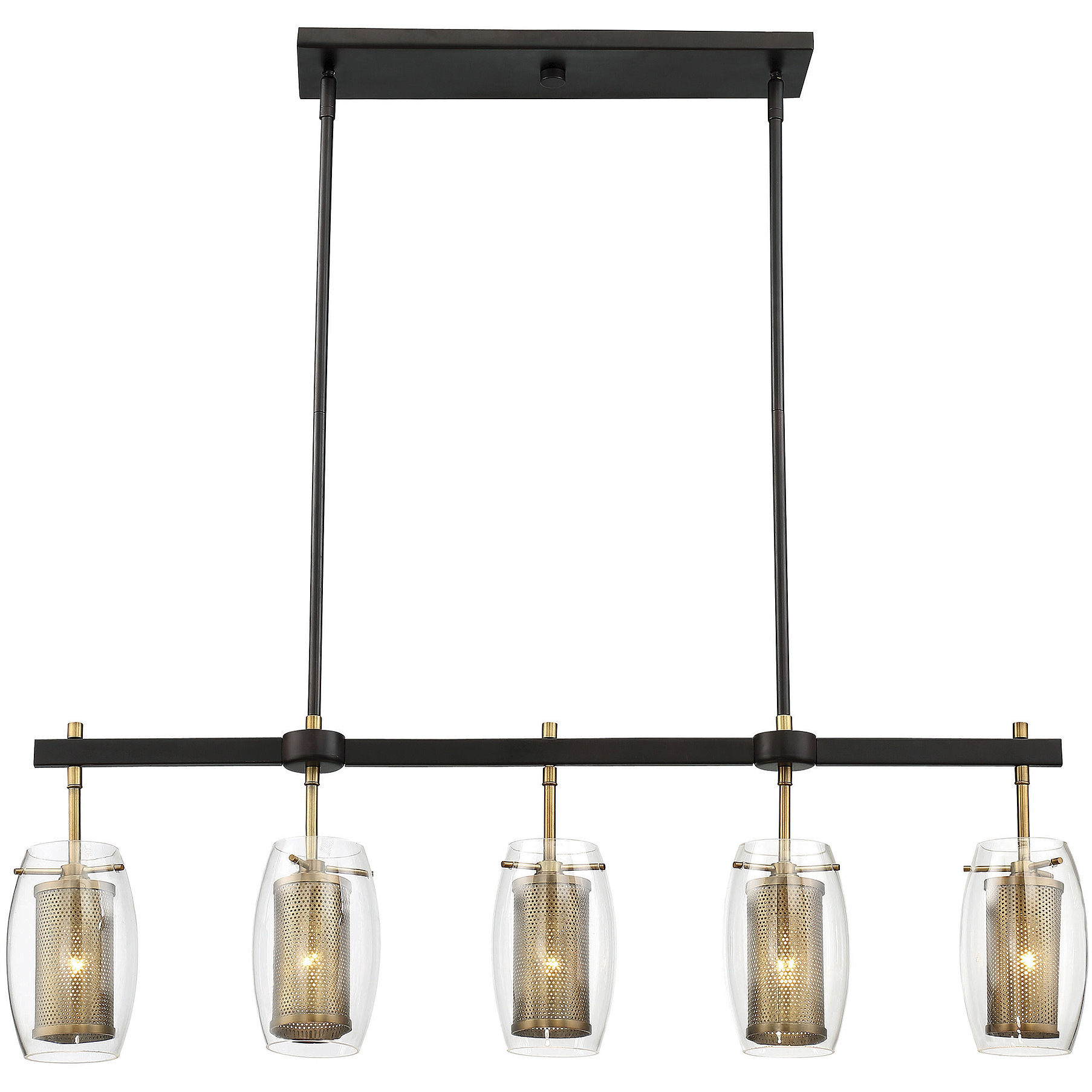Dunbar 5 Light 40 inch Warm Brass with Bronze Linear Chandelier Ceiling Light