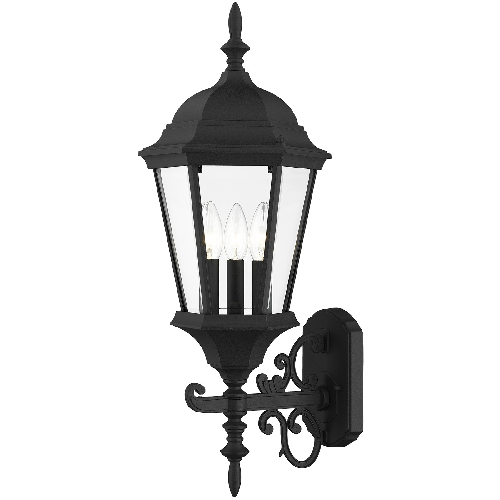 Hamilton 3 Light 25 inch Textured Black Outdoor  Wall Lantern