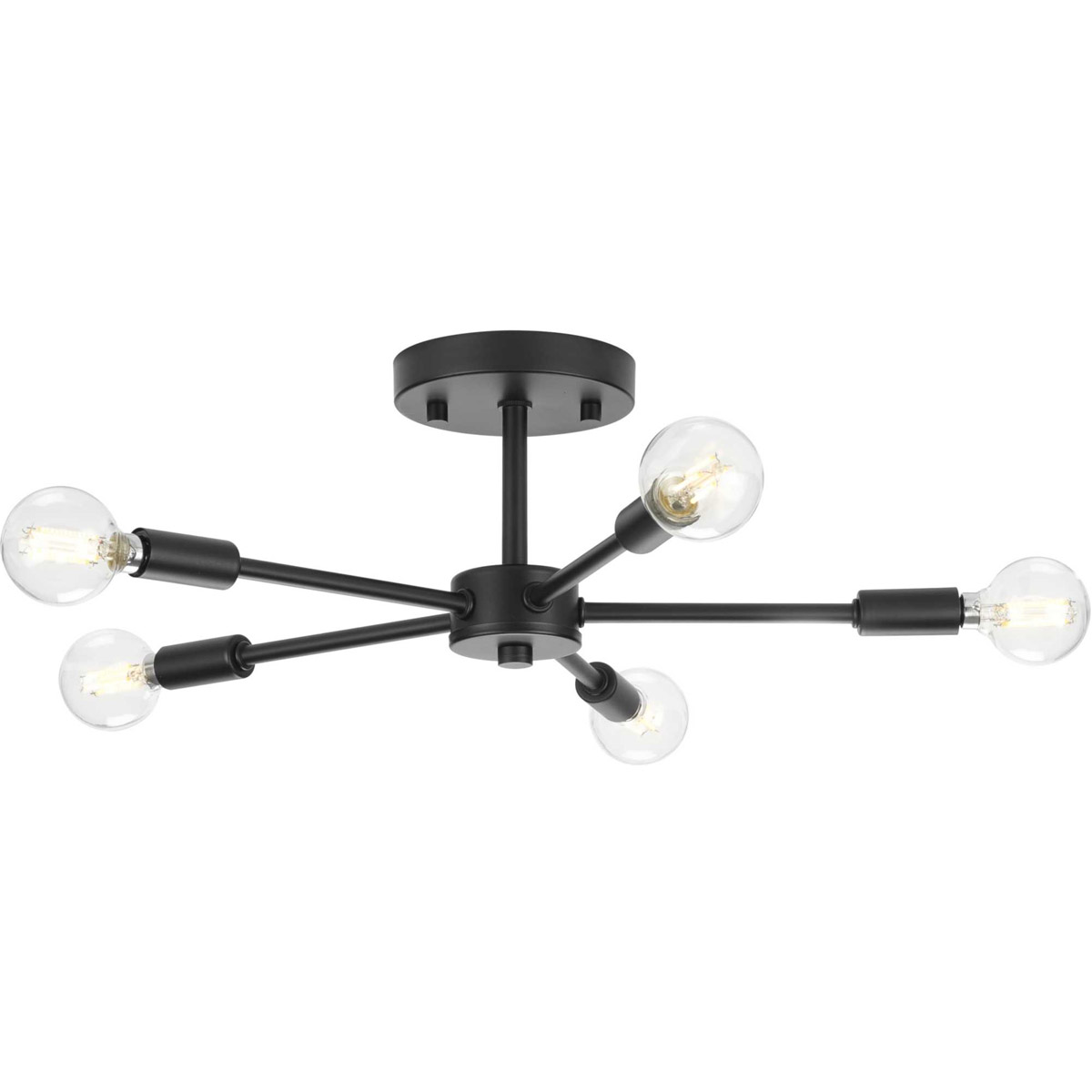 Delayne 5 Light 16 inch Matte Black Semi-Flush Mount Ceiling Light