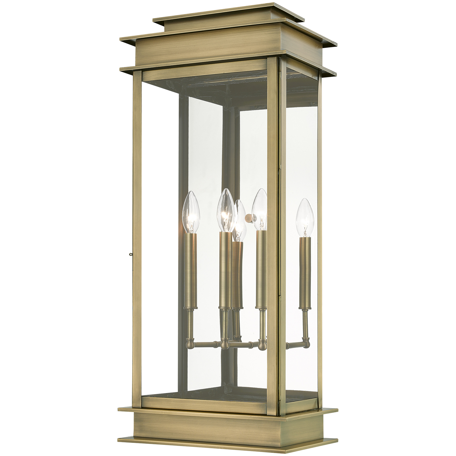 Princeton 3 Light 12.5 inch Antique Brass with Polished Chrome Stainless Steel Reflector Outdoor Extra Large Wall Lantern Wall Light, Extra Large