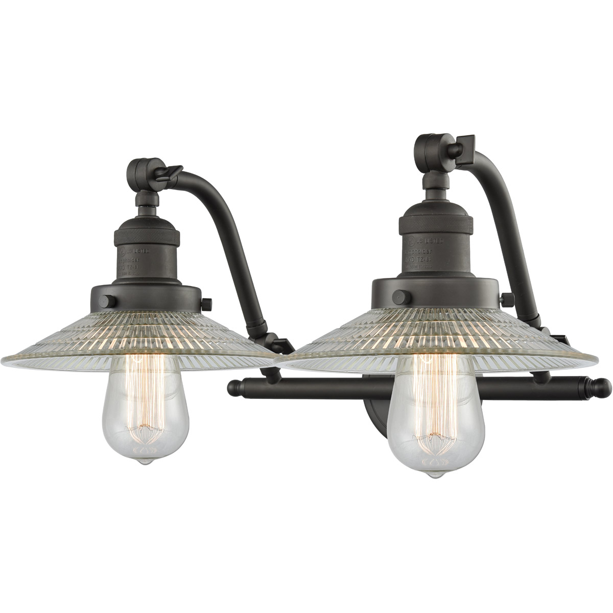 Franklin Restoration Halophane LED 18 inch Oil Rubbed Bronze Bath Vanity Light Wall Light in Clear Halophane Glass, Franklin Restoration