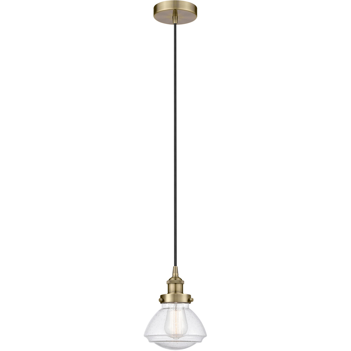 Edison Olean 1 Light 7 inch Antique Brass Mini Pendant Ceiling Light