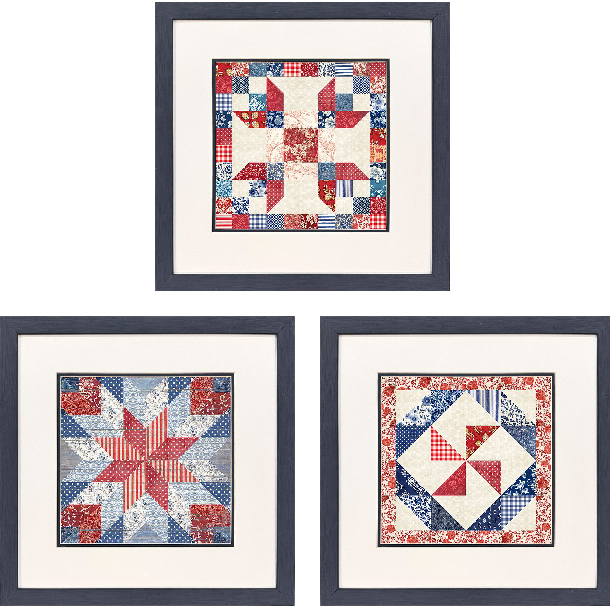 Simple American Red and White and Blue Framed Art, Propac