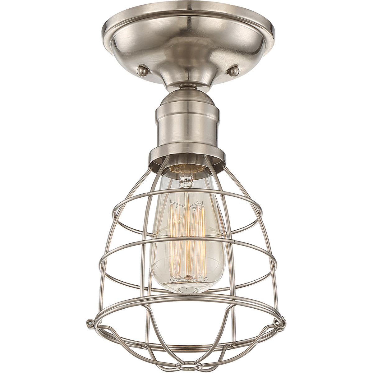 Scout 1 Light 6 inch Satin Nickel Semi-Flush Ceiling Light