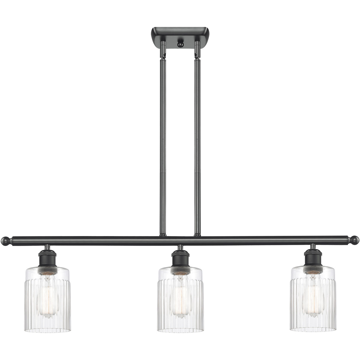 Ballston Hadley 3 Light 36 inch Matte Black Island Light Ceiling Light in Clear Glass, Ballston
