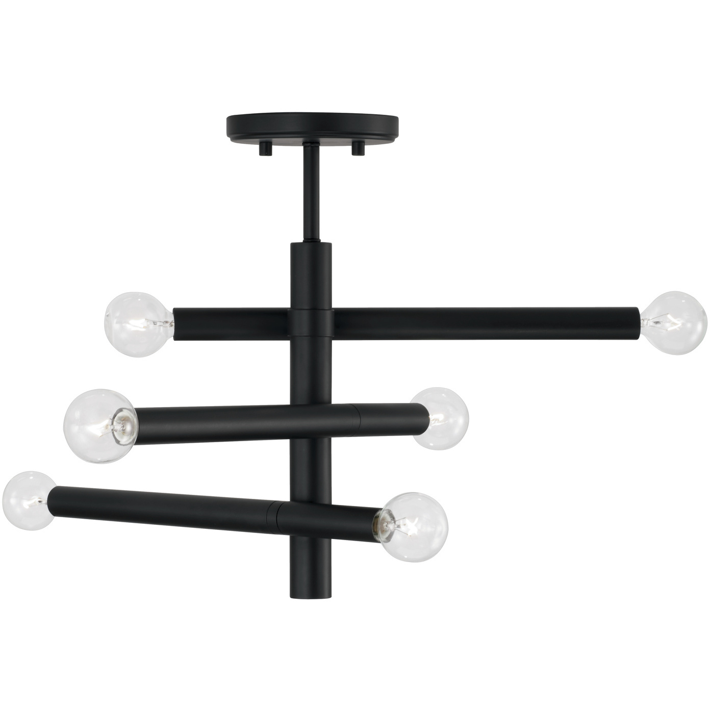 Zane 6 Light 20.5 inch Matte Black Semi-Flush Ceiling Light
