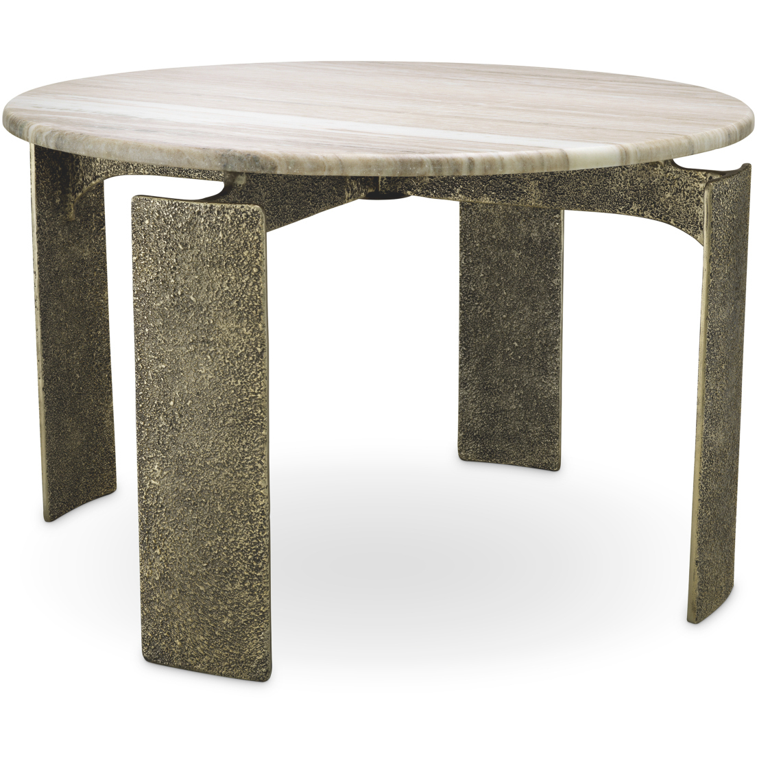 Bodega Antique Brass and Beige Marble Top Dining Table