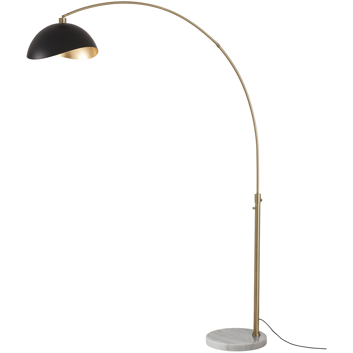 Luna Bella 92 inch 14 watt Weathered Brass and White Arc Floor Lamp Portable Light in Matte Black and Gold Steel