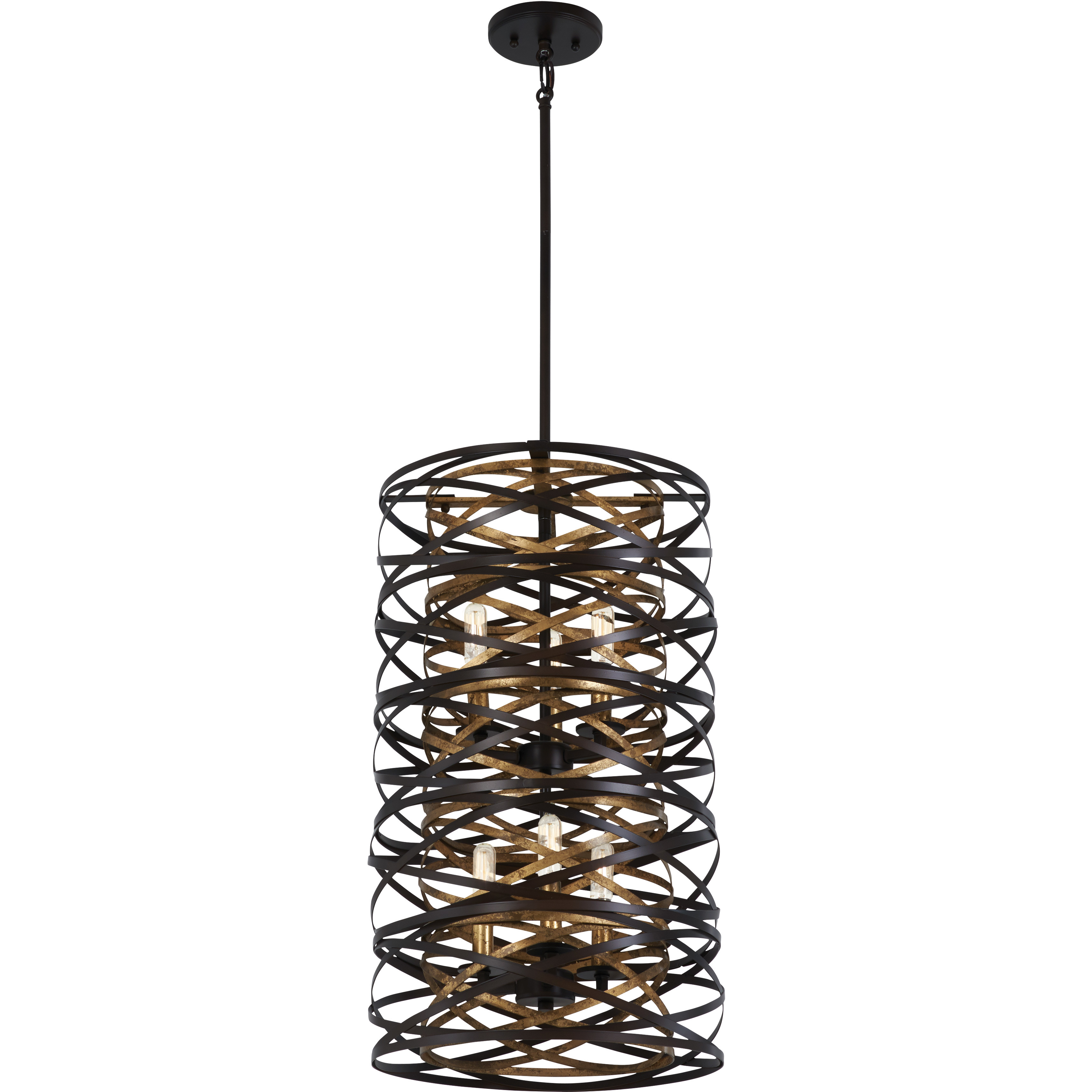 Vortic Flow 6 Light 14 inch Dark Bronze/Mosaic Gold Pendant Ceiling Light