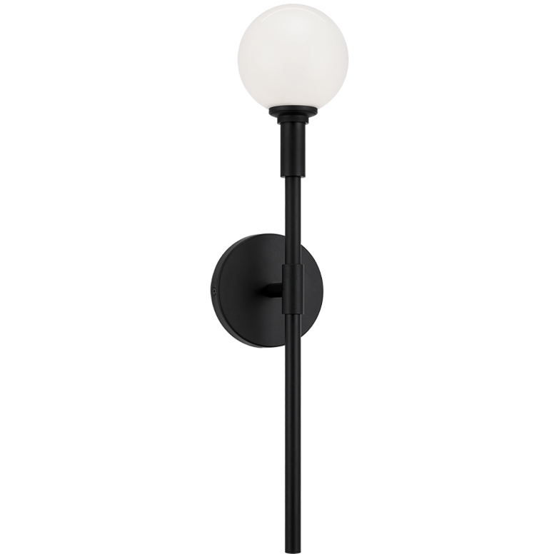 Candlestix 1 Light 4.75 inch Black Wall Sconce Wall Light in Black and Opal Glass