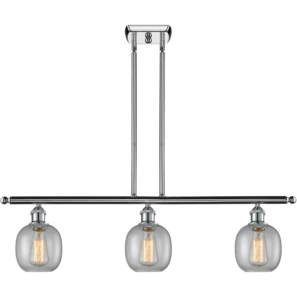 Ballston Belfast LED 42 inch Polished Chrome Island Light Ceiling Light in Seedy Glass, Ballston