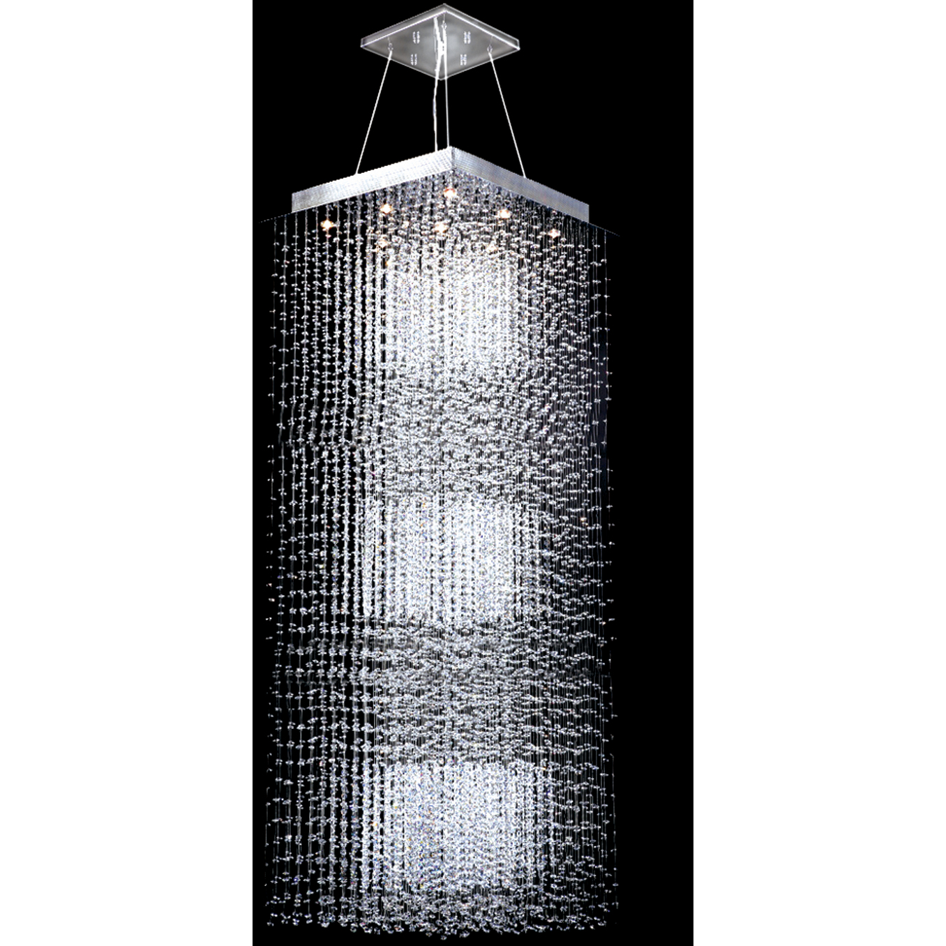 Crystal Rain 9 Light 26 inch Silver Entry Chandelier Ceiling Light