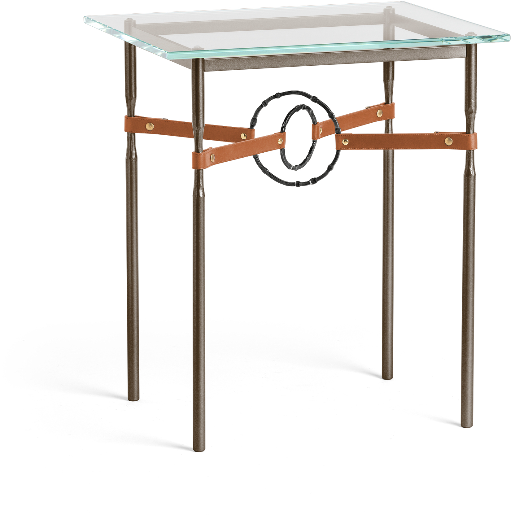 Equus 25.1 X 22 inch White and Black Side Table in Leather Chestnut