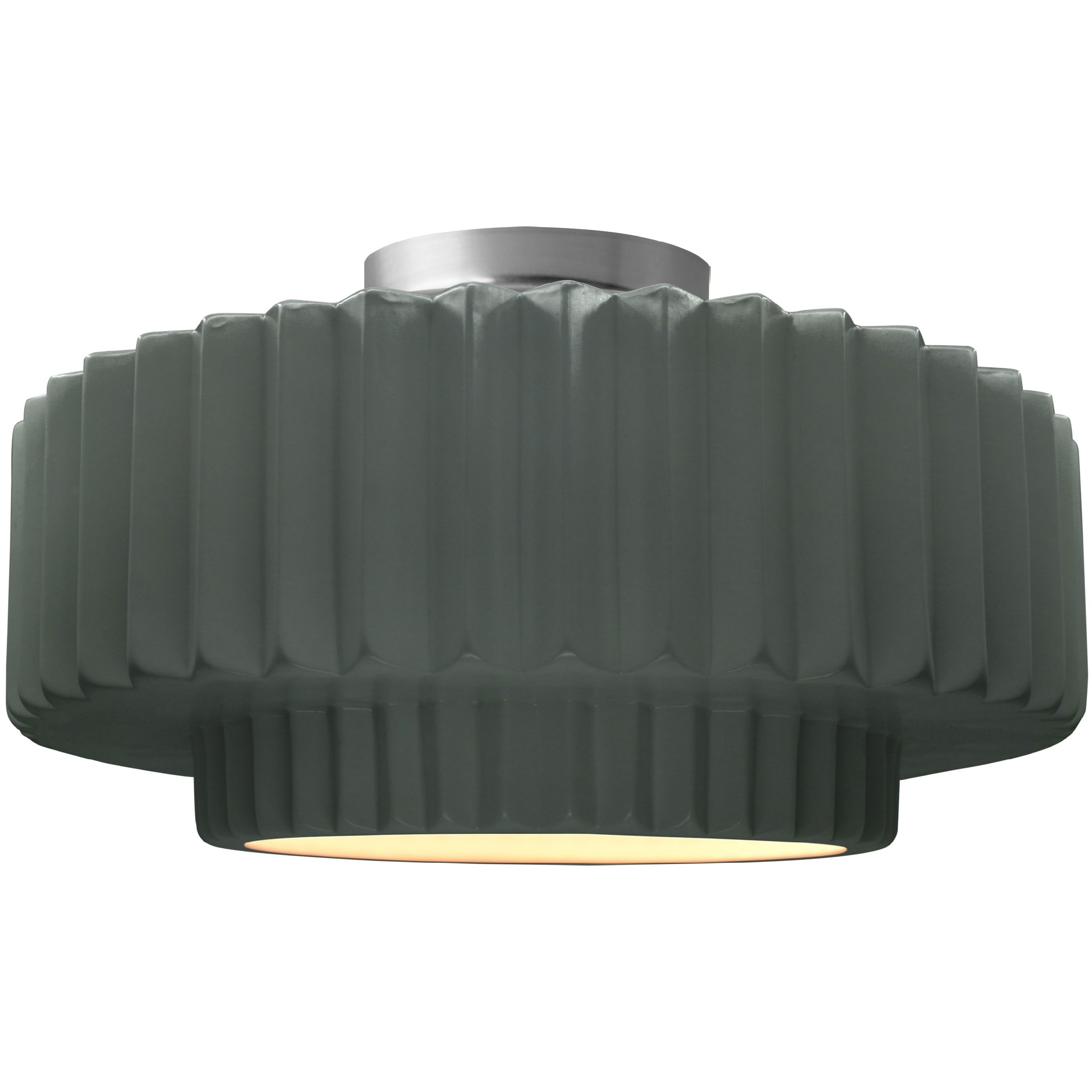 Radiance Collection - Pleated Tier LED 14.5 inch Pewter Green and Brushed Nickel Semi-Flush Ceiling Light in Dedicated LED, 14.5W x 7.25H, Form+Finish+Function