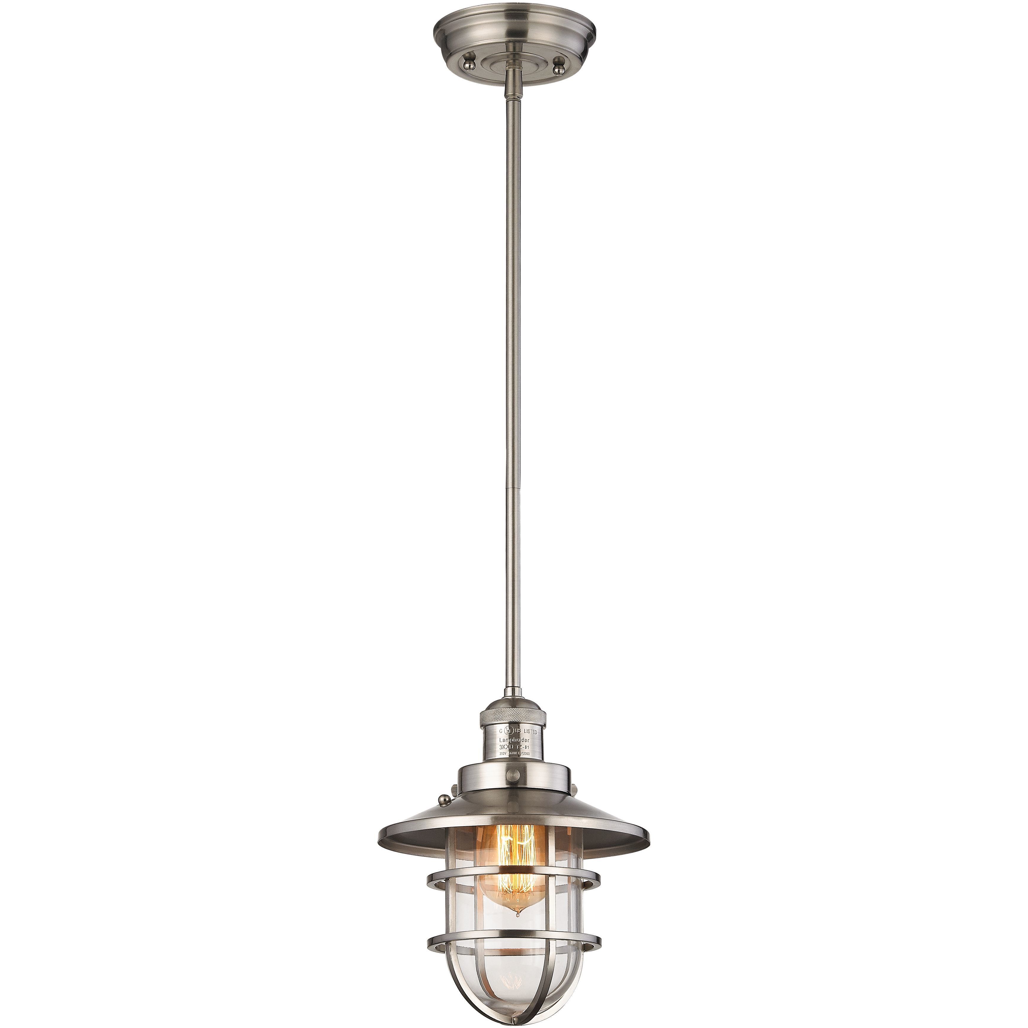 Seaport 1 Light 8 inch Satin Nickel Mini Pendant Ceiling Light