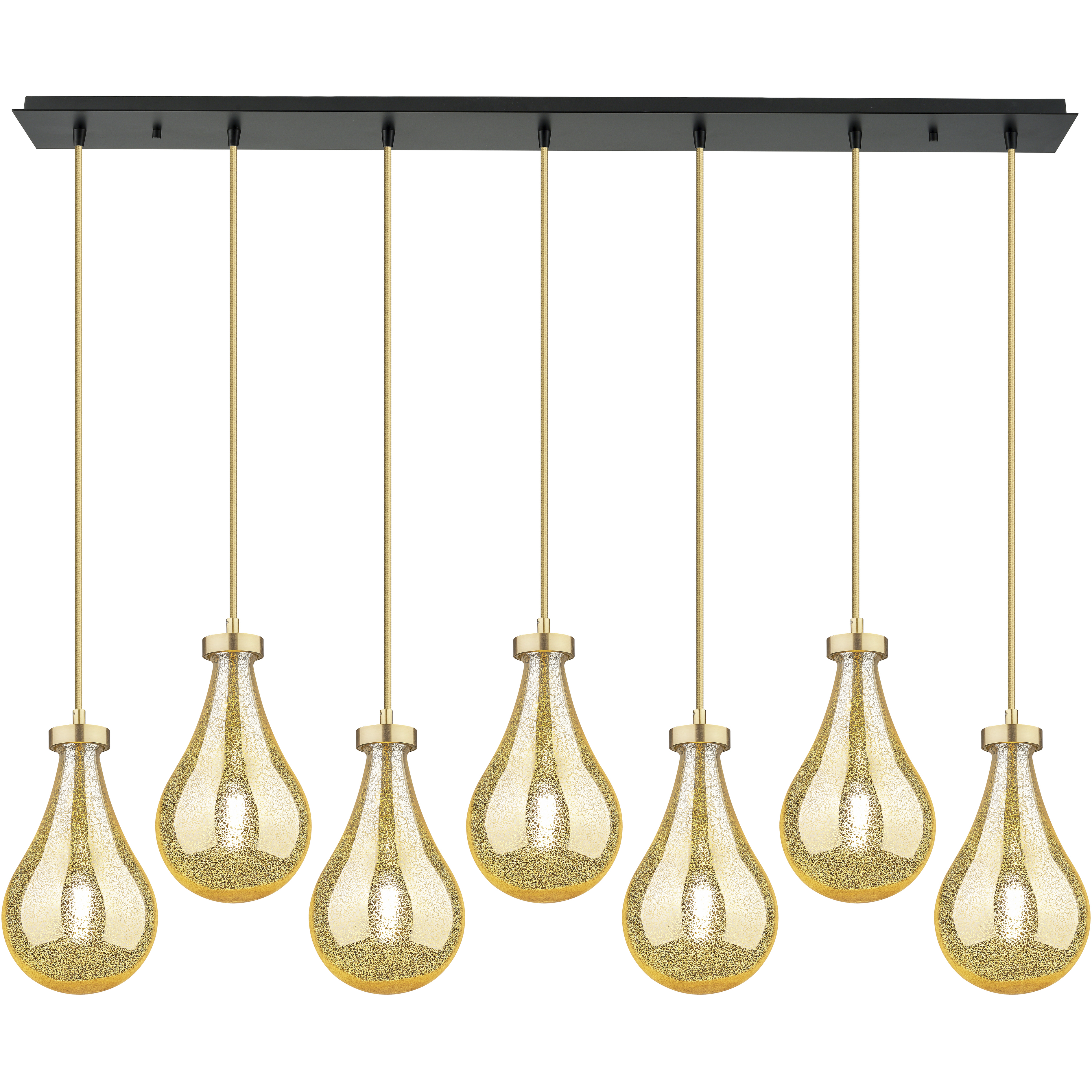 Owego 7 Light 36.63 inch Champagne Bronze Linear Pendant Ceiling Light in Mercury Glass