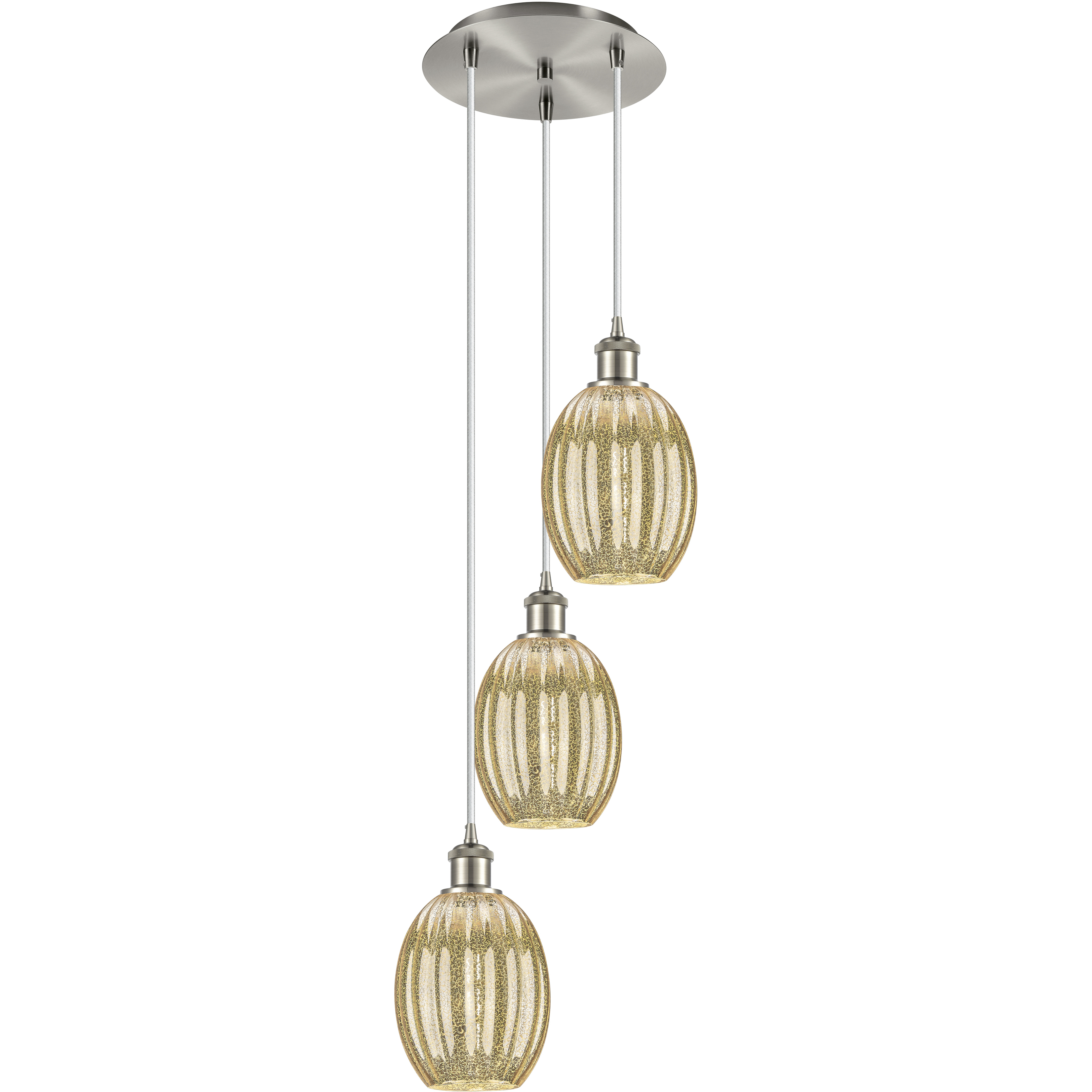 Ballston Preston 3 Light 12.75 inch Brushed Satin Nickel Multi Pendant Ceiling Light in Mercury