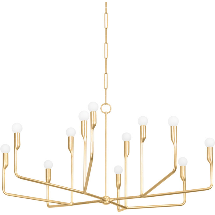 Norman 12 Light 42 inch Vintage Gold Leaf Chandelier Ceiling Light