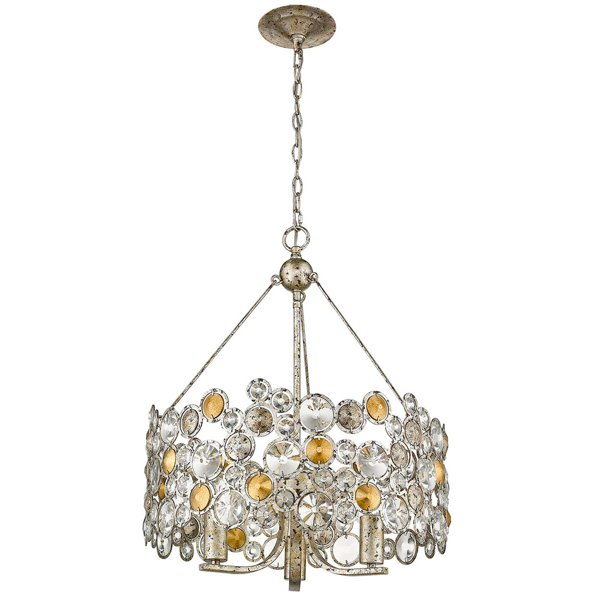Vitozzi 3 Light 20.5 inch Antique Silver Leaf Chandelier Ceiling Light