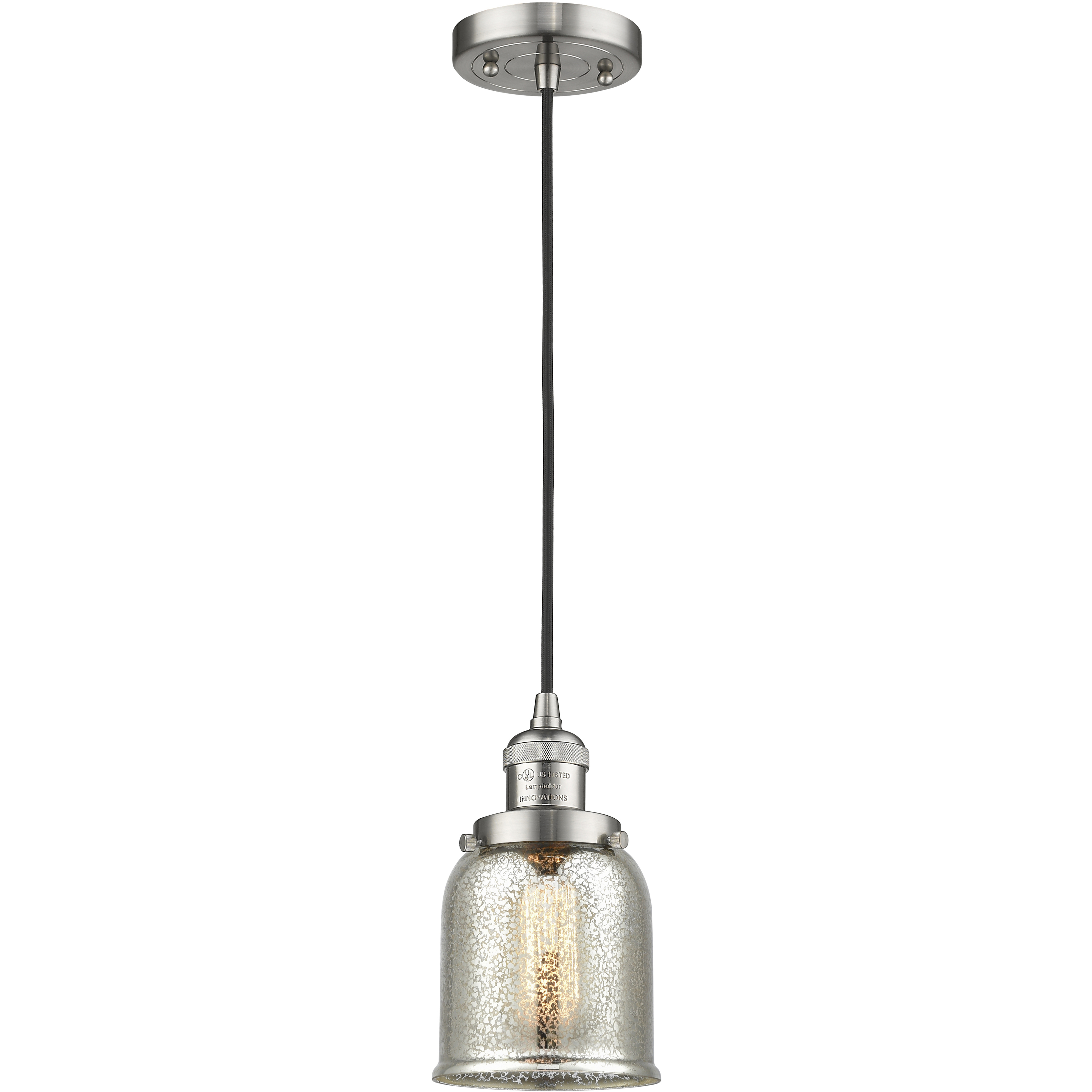 Franklin Restoration Bell 1 Light 5 inch Brushed Satin Nickel Mini Pendant Ceiling Light in Incandescent, Silver Plated Mercury, Franklin Restoration