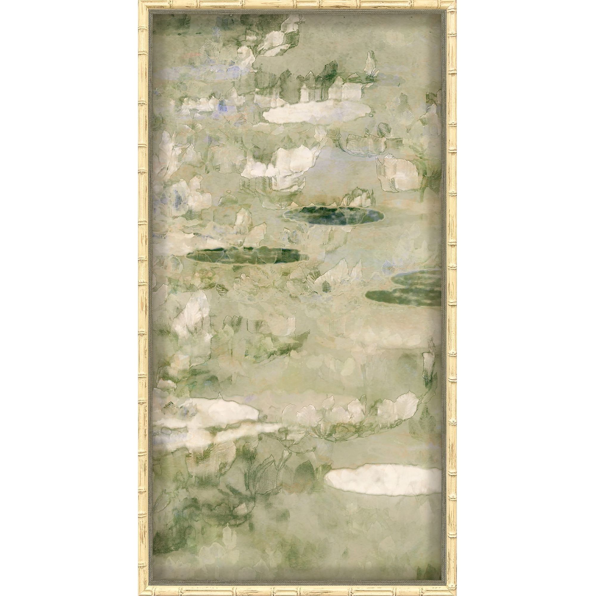 Water Lily Green and Beige and White Framed Art