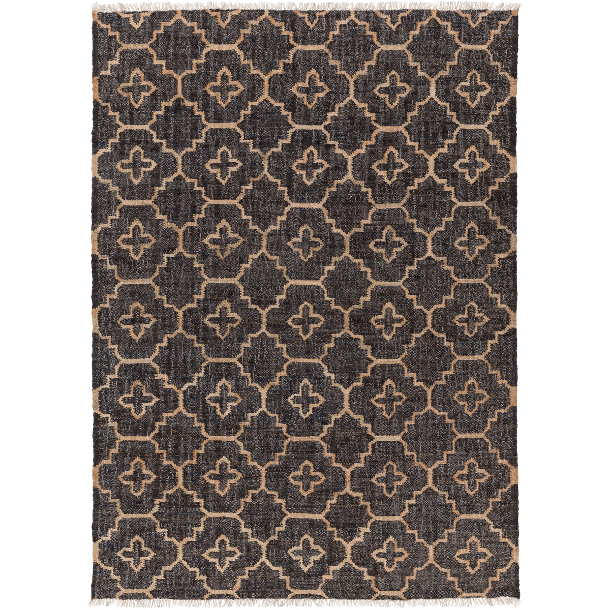 Laural 108 X 72 inch Black/Khaki/Cream Rugs, Jute