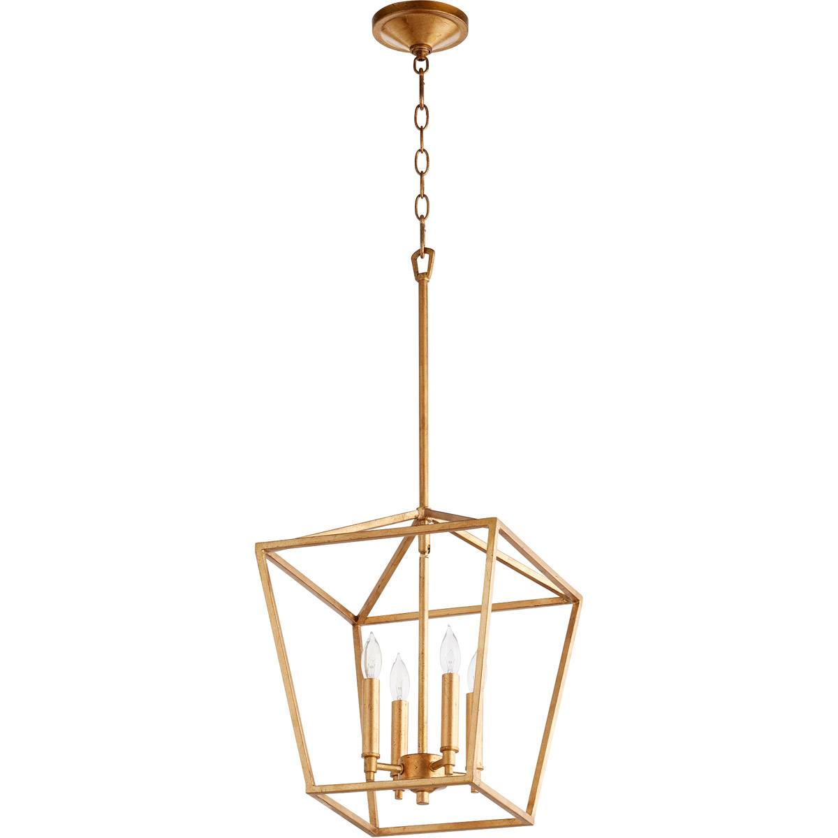 Gabriel 4 Light 12.5 inch Gold Leaf Mini Chandelier Ceiling Light, Quorum Home