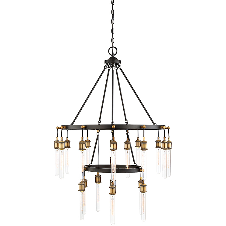Campbell 21 Light 33.25 inch Vintage Black with Warm Brass Chandelier Ceiling Light