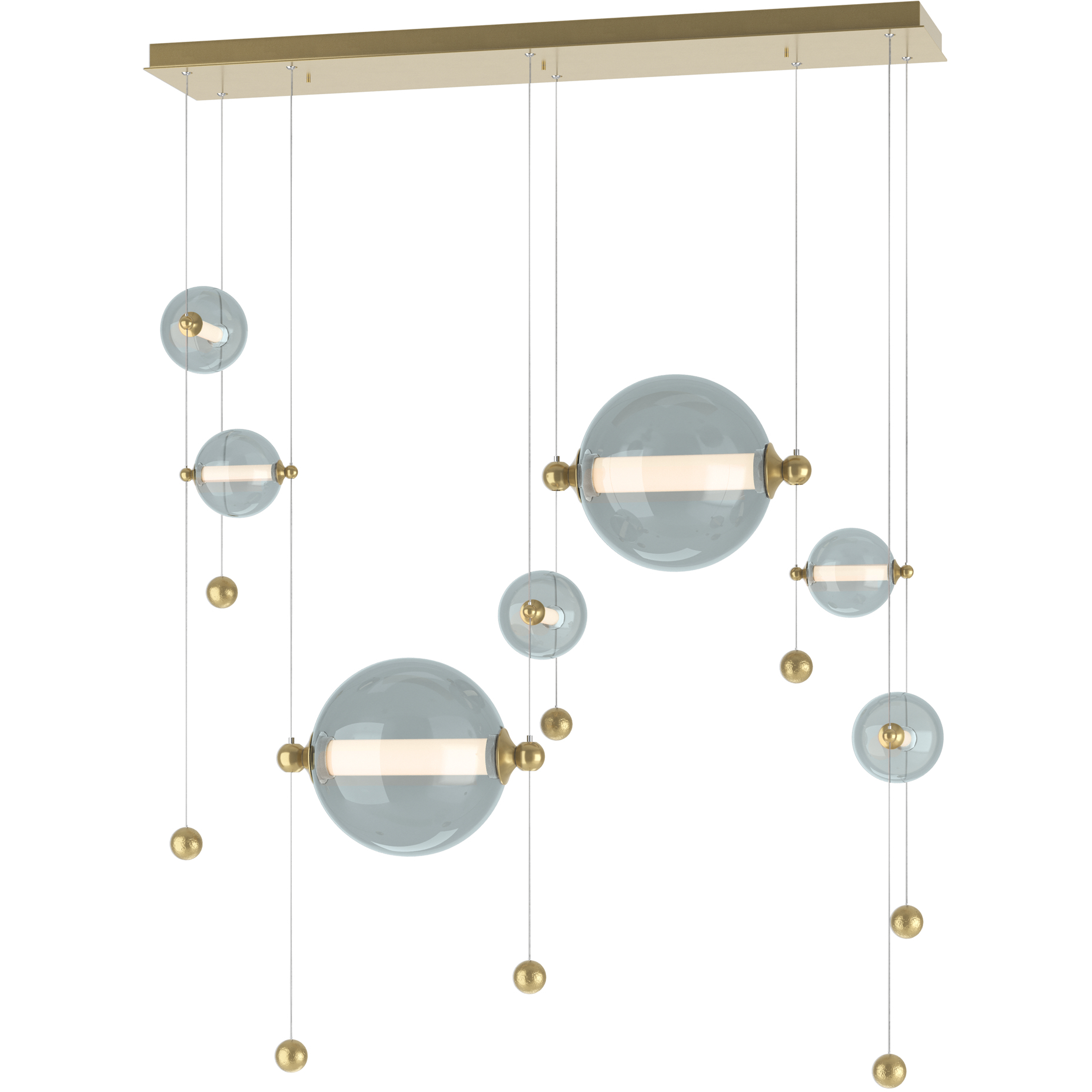 Abacus LED 49 inch Modern Brass Double Linear Pendant Ceiling Light in Cool Grey, Double