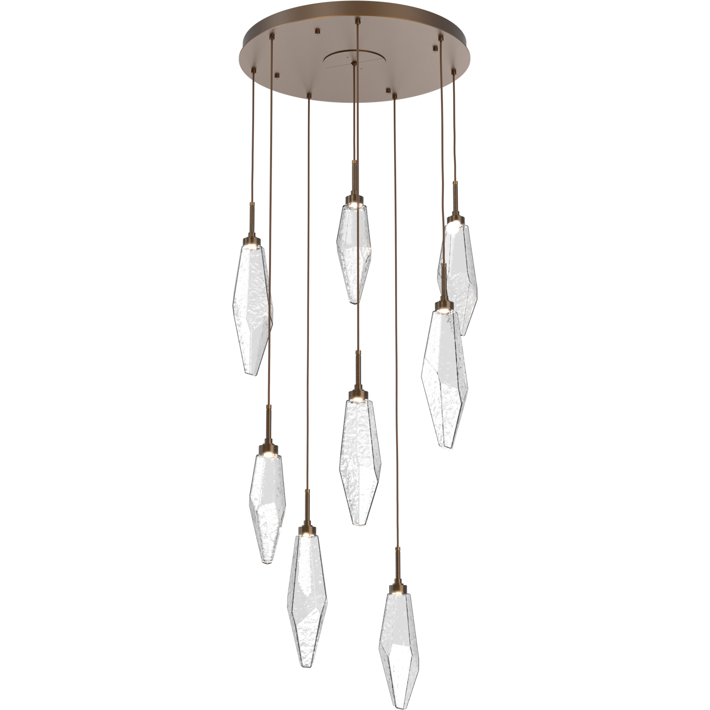 Rock Crystal LED 26.2 inch Flat Bronze Chandelier Ceiling Light in 3000K LED, Chilled Clear, Round Multi-Port