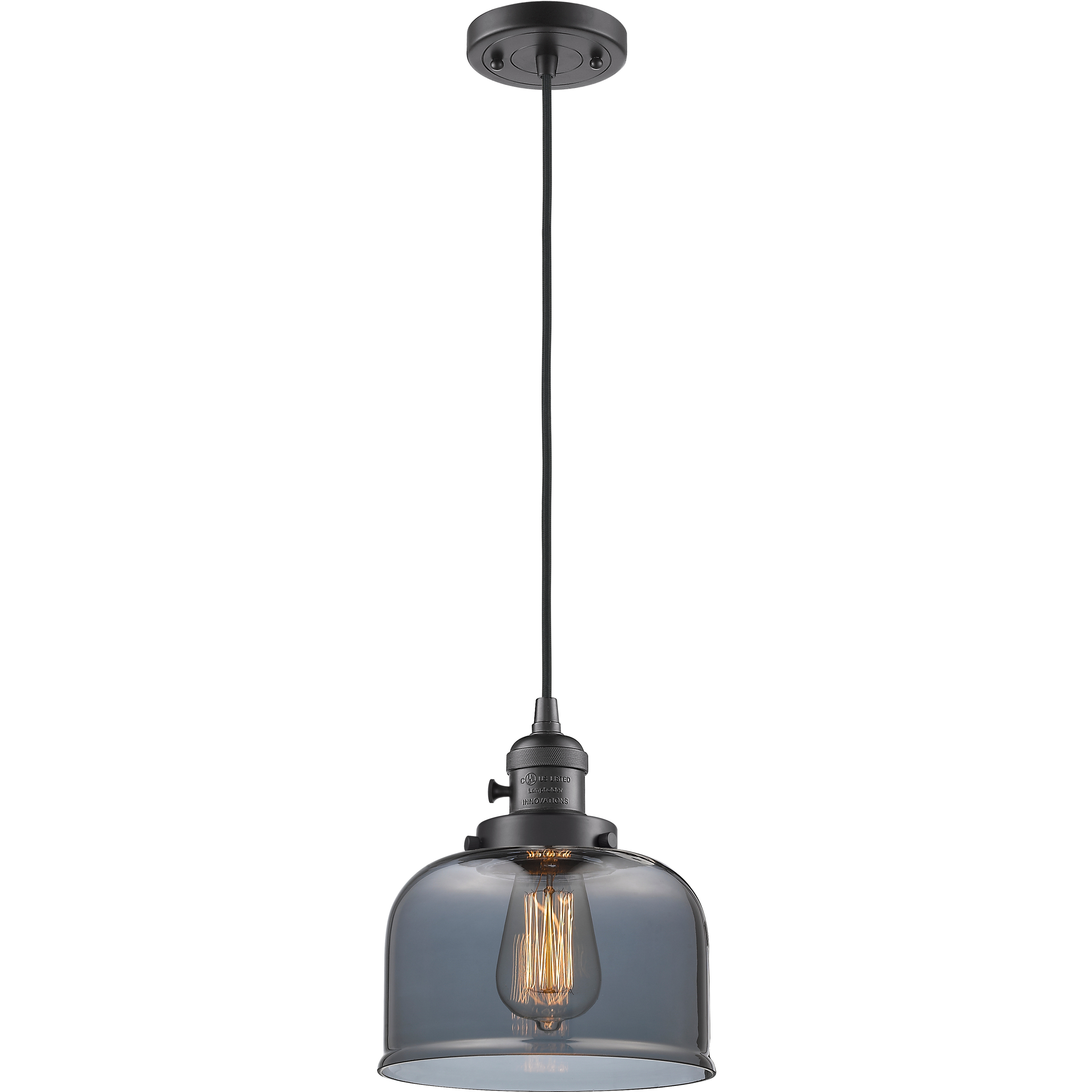 Franklin Restoration Bell LED 8 inch Oil Rubbed Bronze Mini Pendant Ceiling Light in Light Smoke Glass