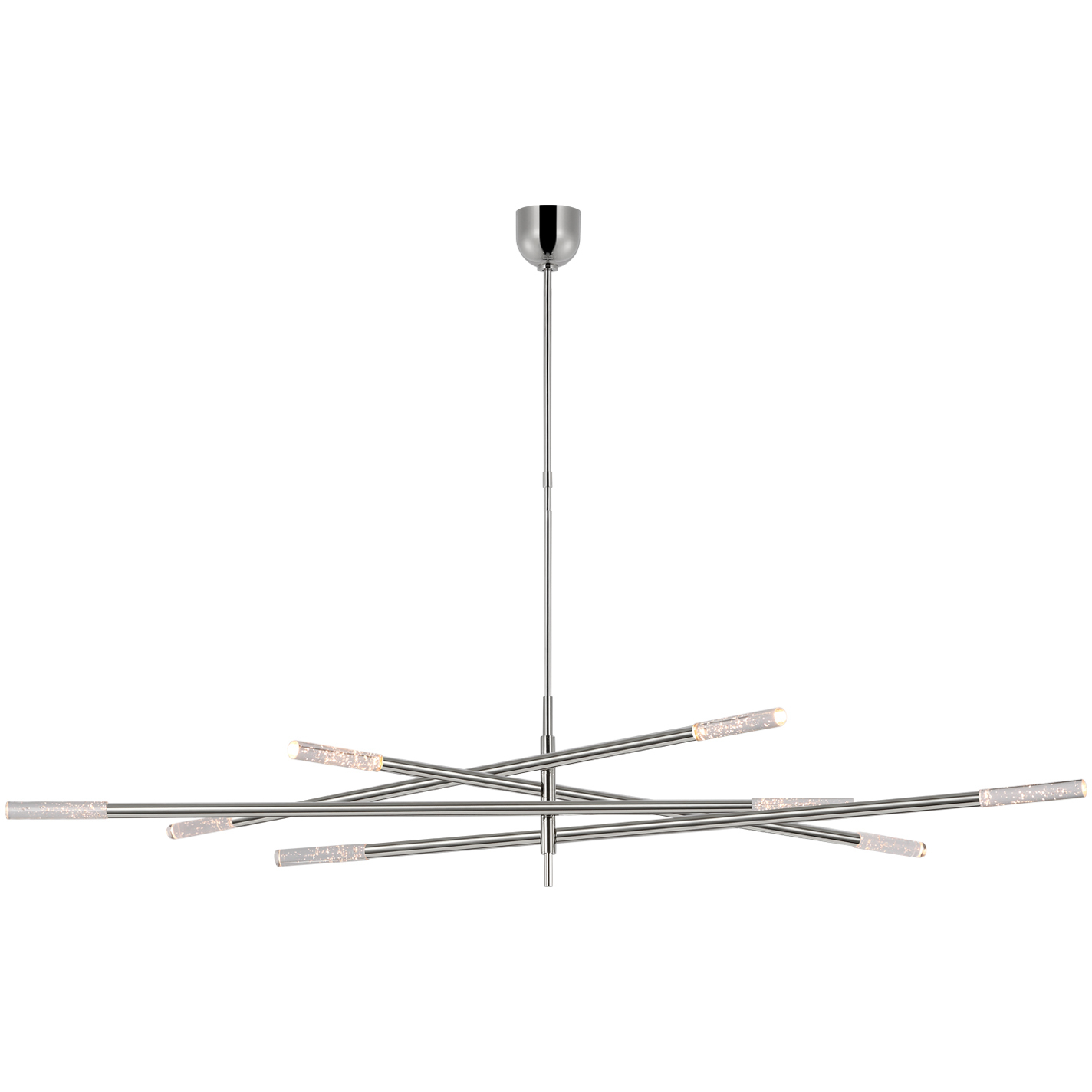 Kelly Wearstler Rousseau LED 80 inch Polished Nickel Articulating Chandelier Ceiling Light in Seeded Glass, Oversized