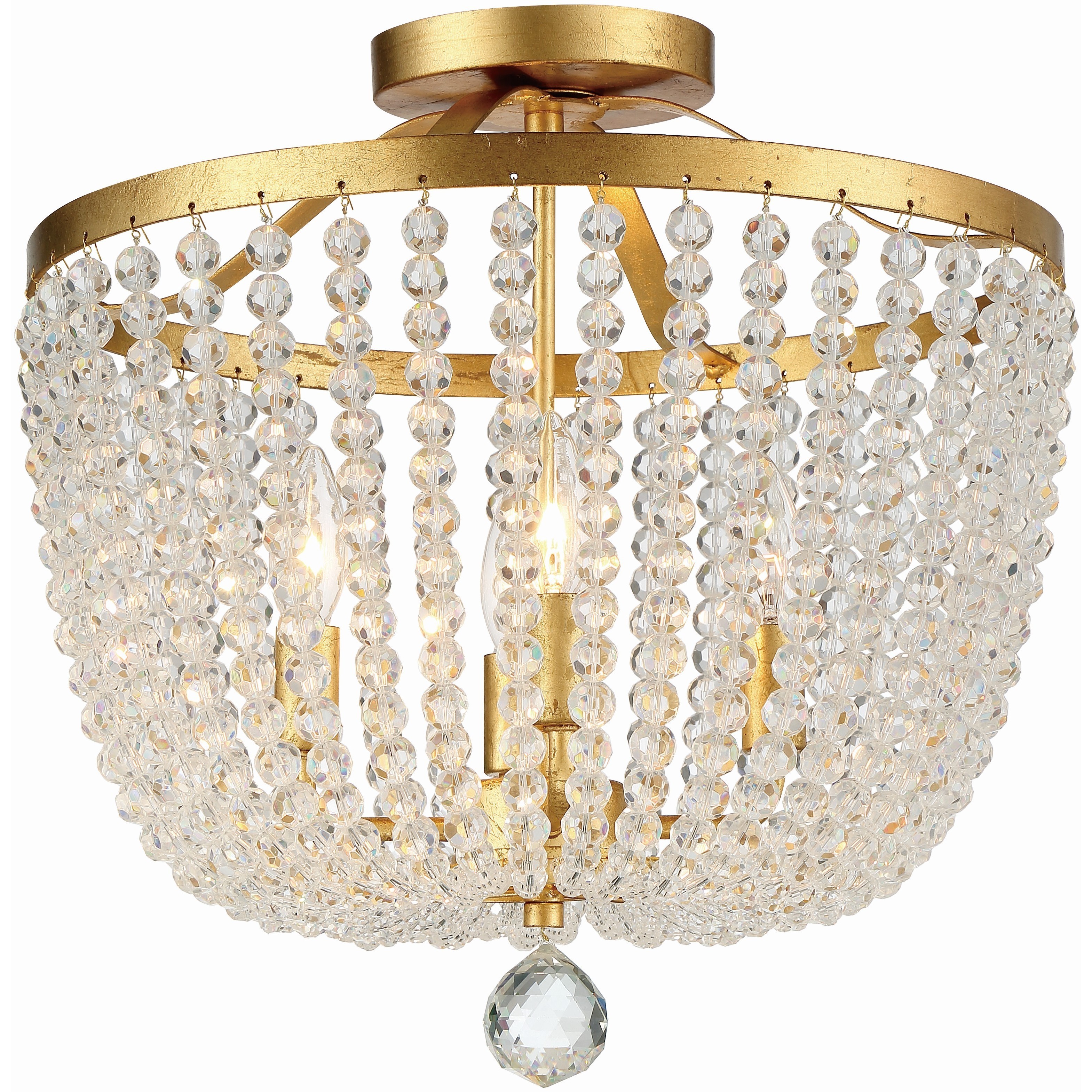 Rylee 4 Light 16.5 inch Antique Gold Semi Flush Ceiling Light