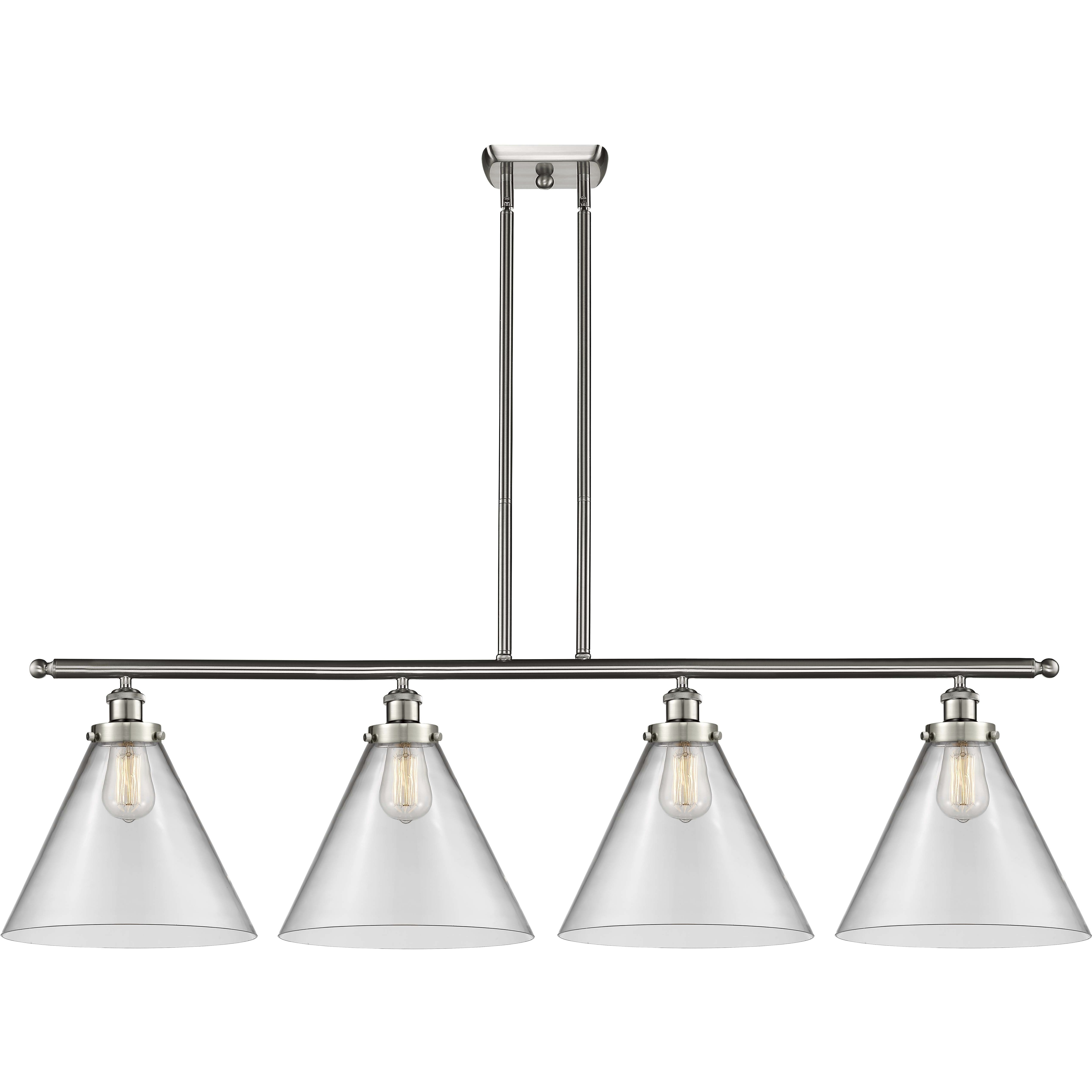 Ballston X-Large Cone 4 Light 48 inch Brushed Satin Nickel Island Light Ceiling Light in Clear Glass
