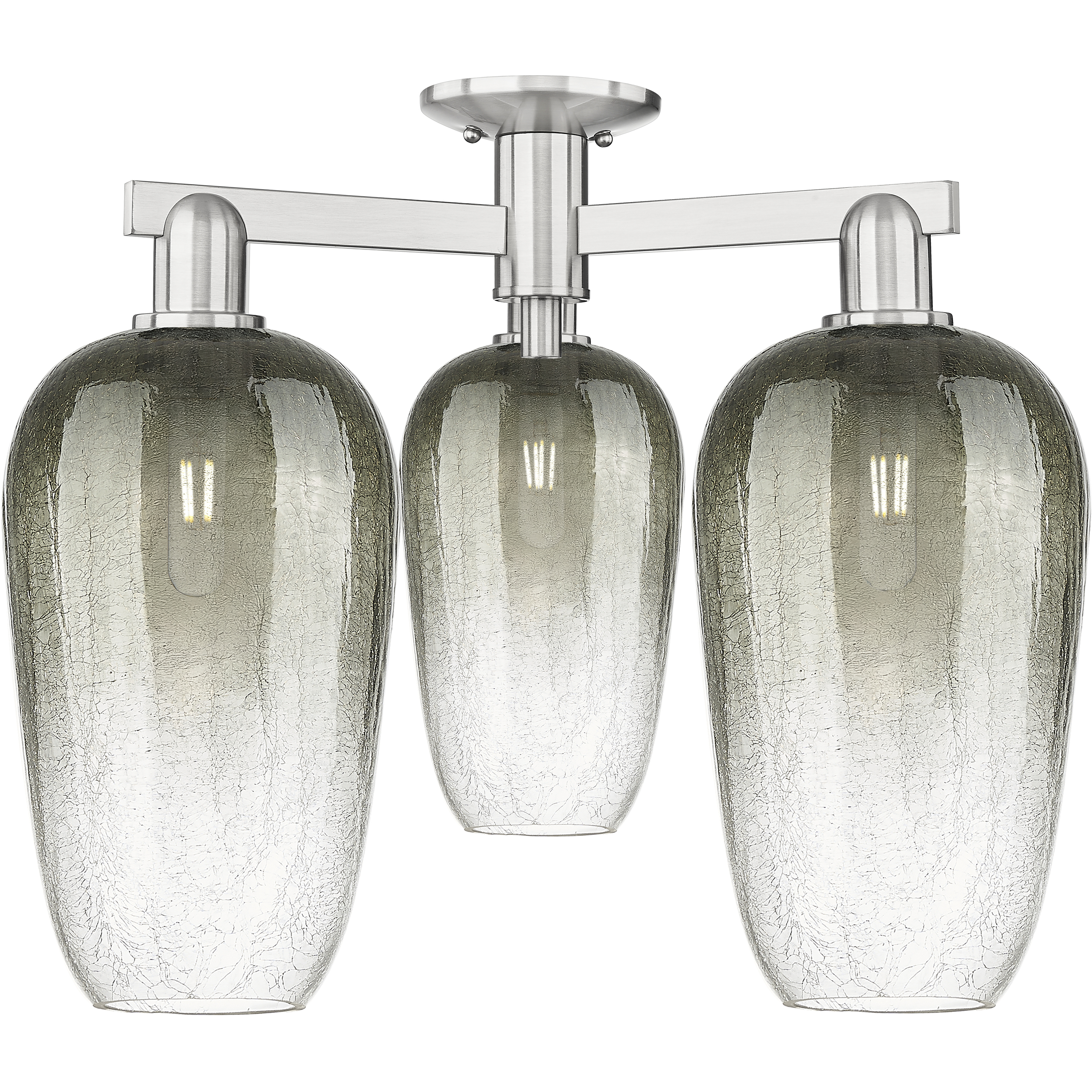 Brookhaven Flute 3 Light 24.5 inch Brushed Satin Nickel Semi-Flush Mount Ceiling Light in Slate Glass