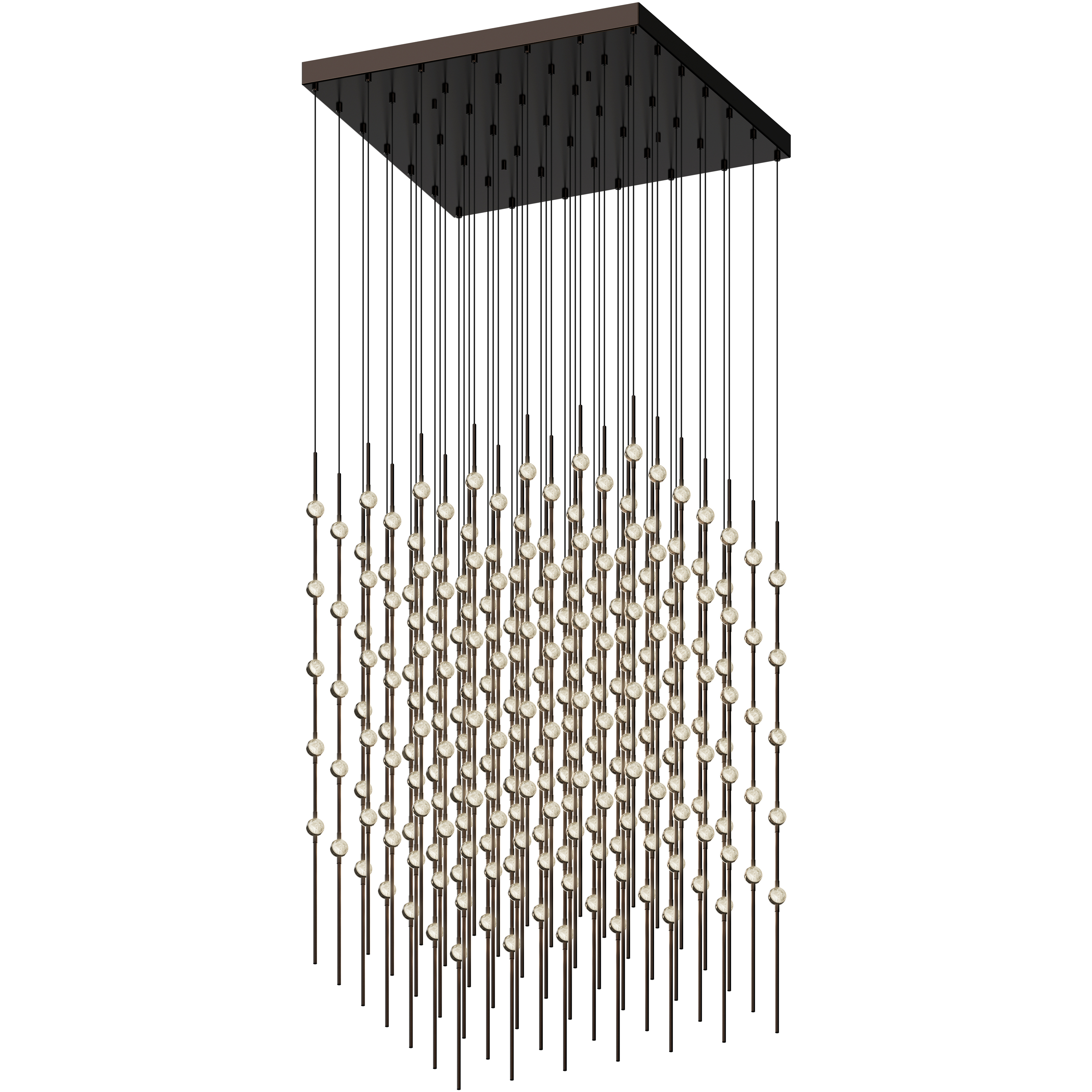 Constellation Cosmic Cube LED 30 inch Espresso Black Chandelier Ceiling Light in 2700K, Clear Faceted Acrylic, 10 FT. Cord