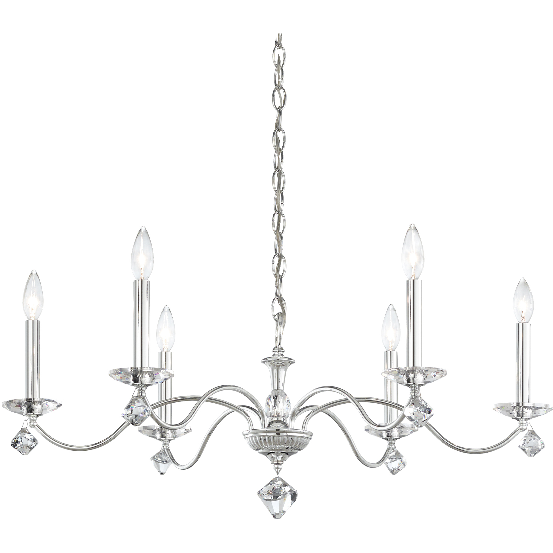 Modique 6 Light 32 inch Polished Silver Chandelier Ceiling Light