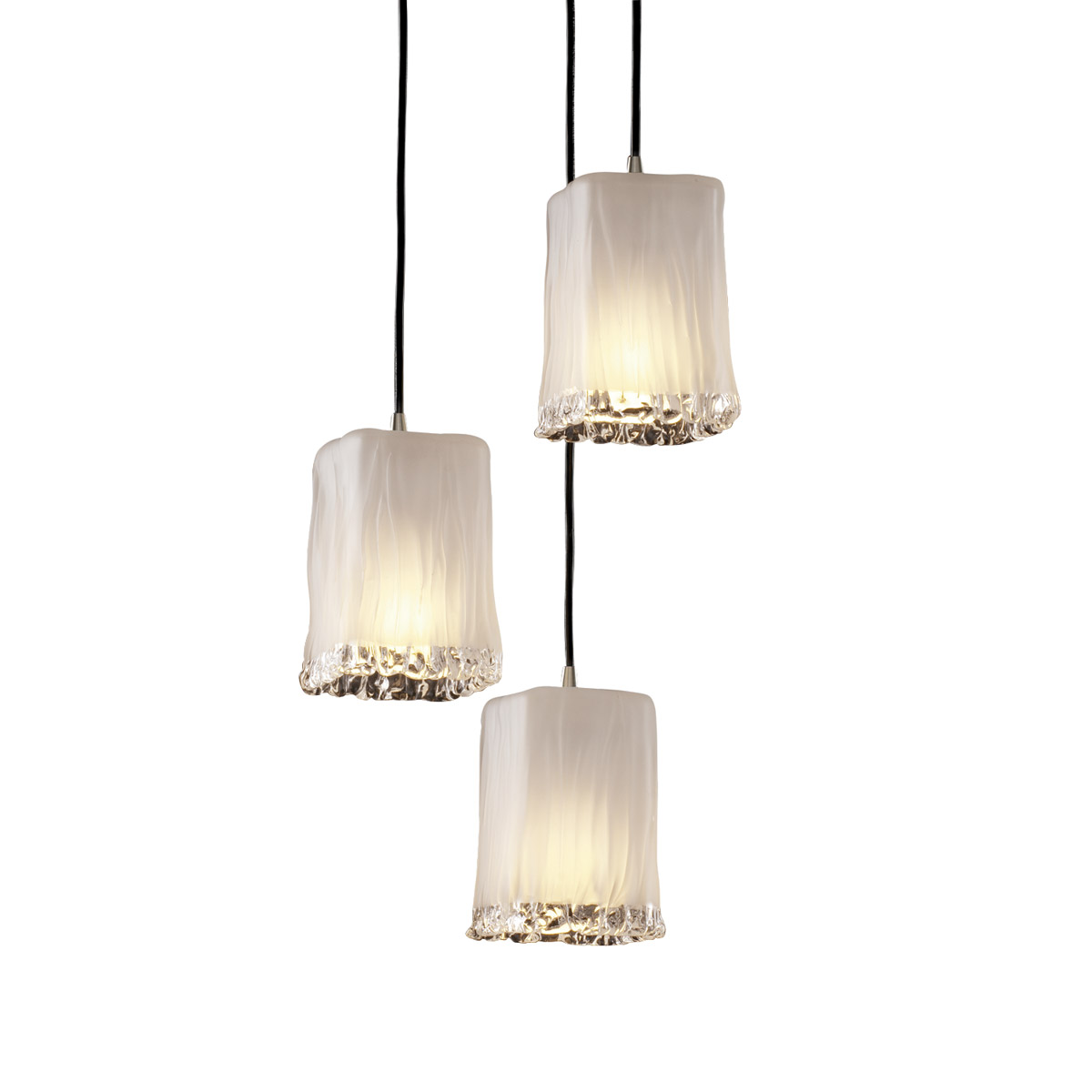Veneto Luce 3 Light 5 inch Brushed Nickel Pendant Ceiling Light in White Frosted (Veneto Luce)