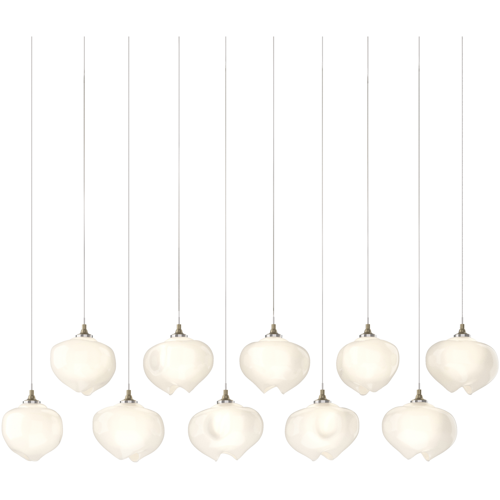 Ume 10 Light 44.7 inch Soft Gold Pendant Ceiling Light in Frosted, Long