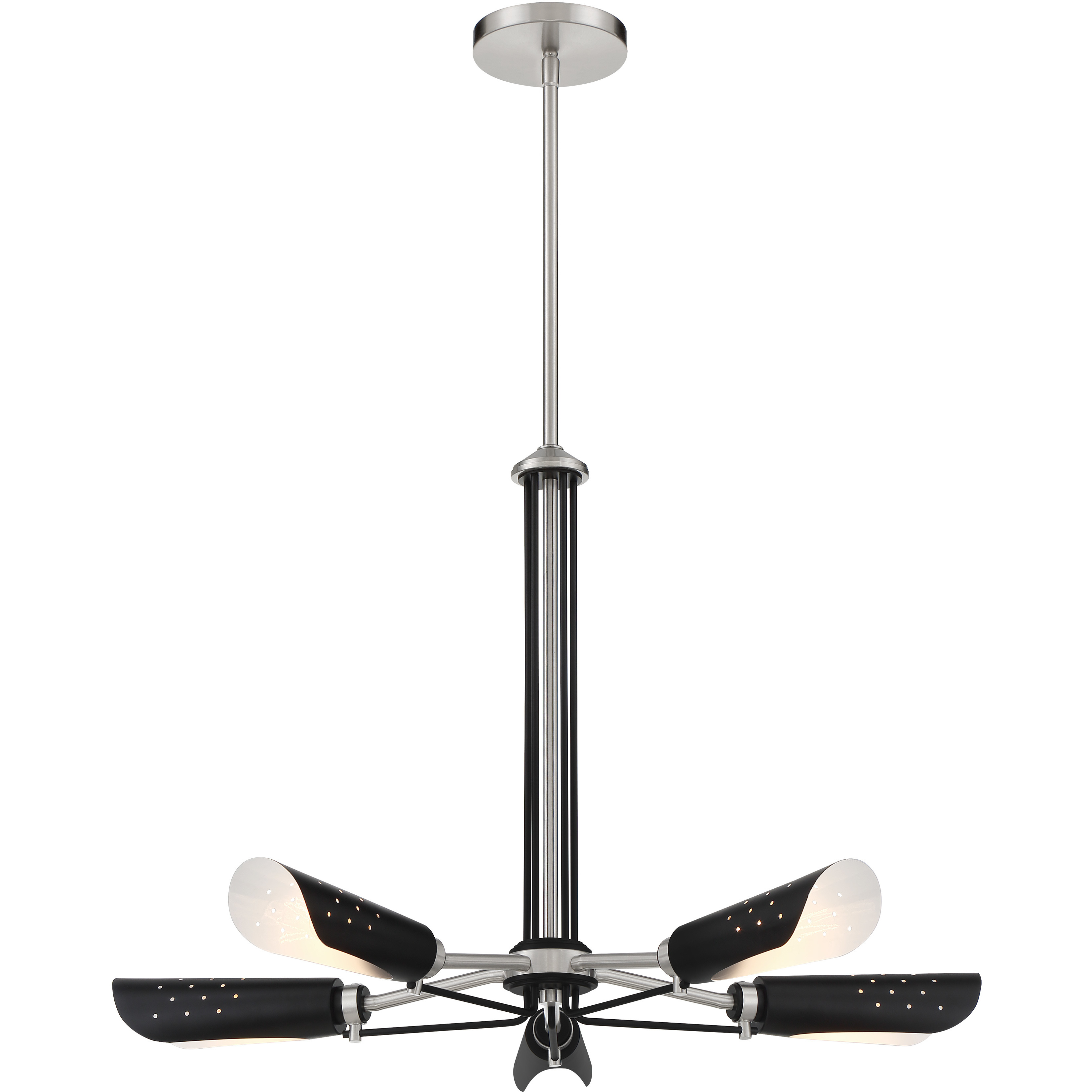 Turbine 5 Light 28 inch Coal With Brushed Nickel Chandelier Ceiling Light